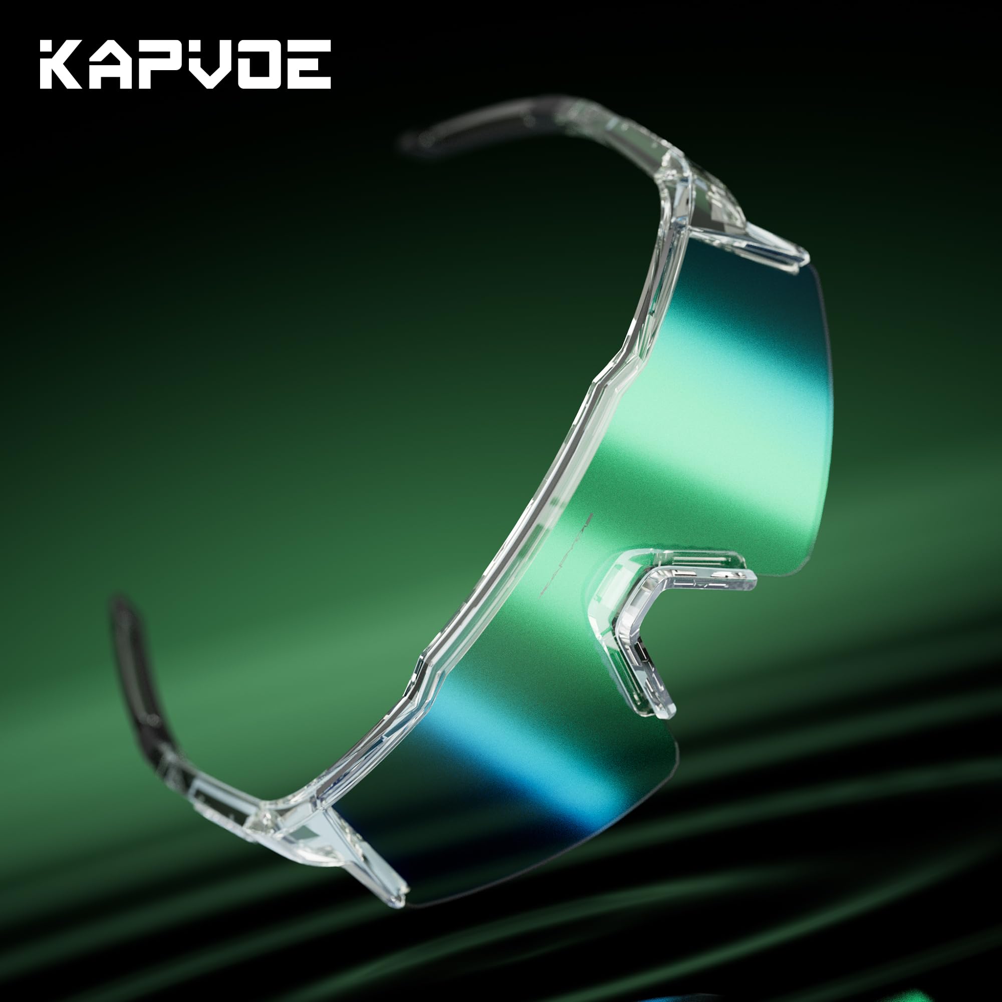 KAPVOE Occhiali da ciclismo fotocromatici UV400 uomo donna TR90 K9023 | Tecnologia fotocromatica full frame, Protezione UV400, Struttura TR90 e supporto interno integrato