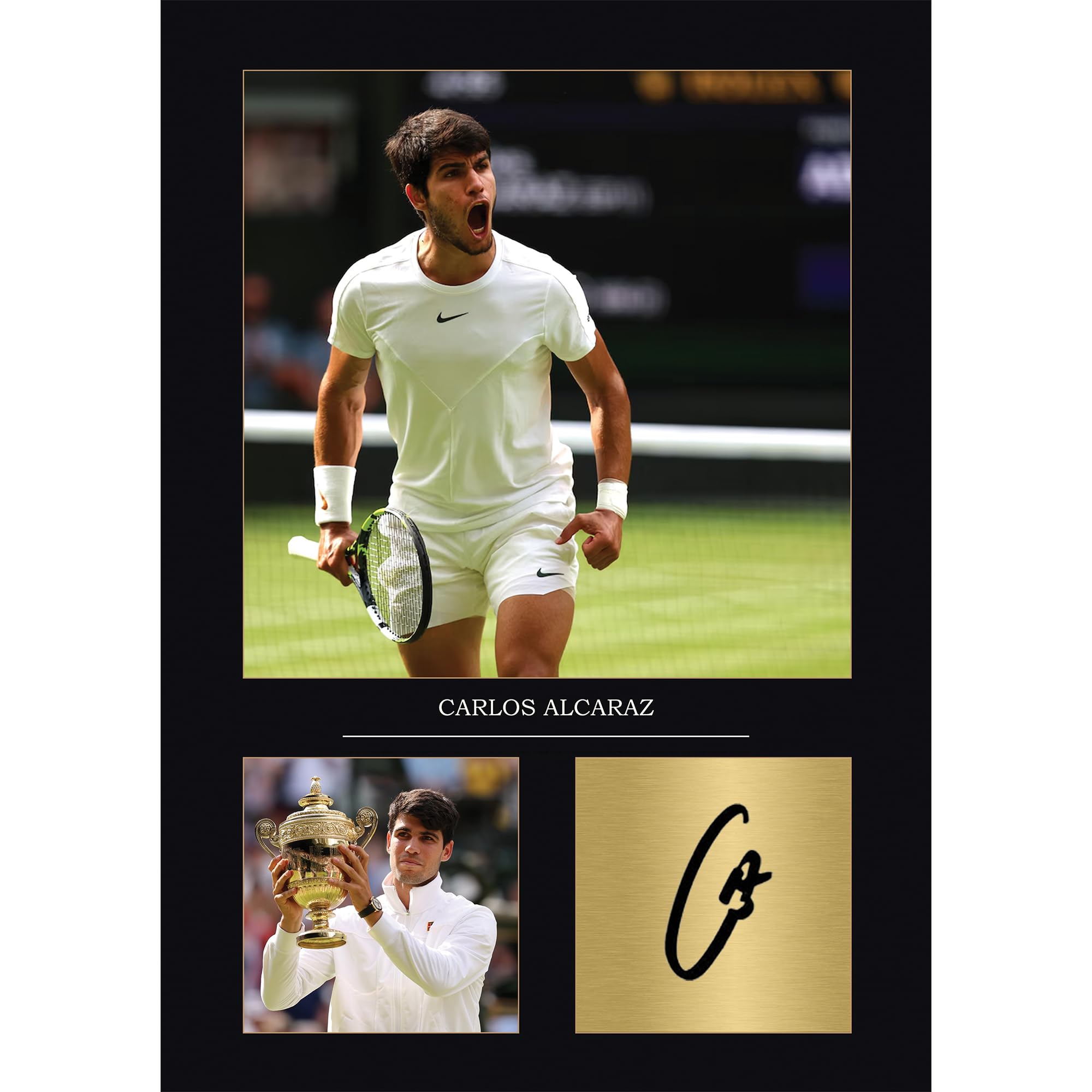 Carlos Alcaraz Gift Signed A4 Print Display Unframed Tennis Gifts Digitally Reproduced Signature (Framed)