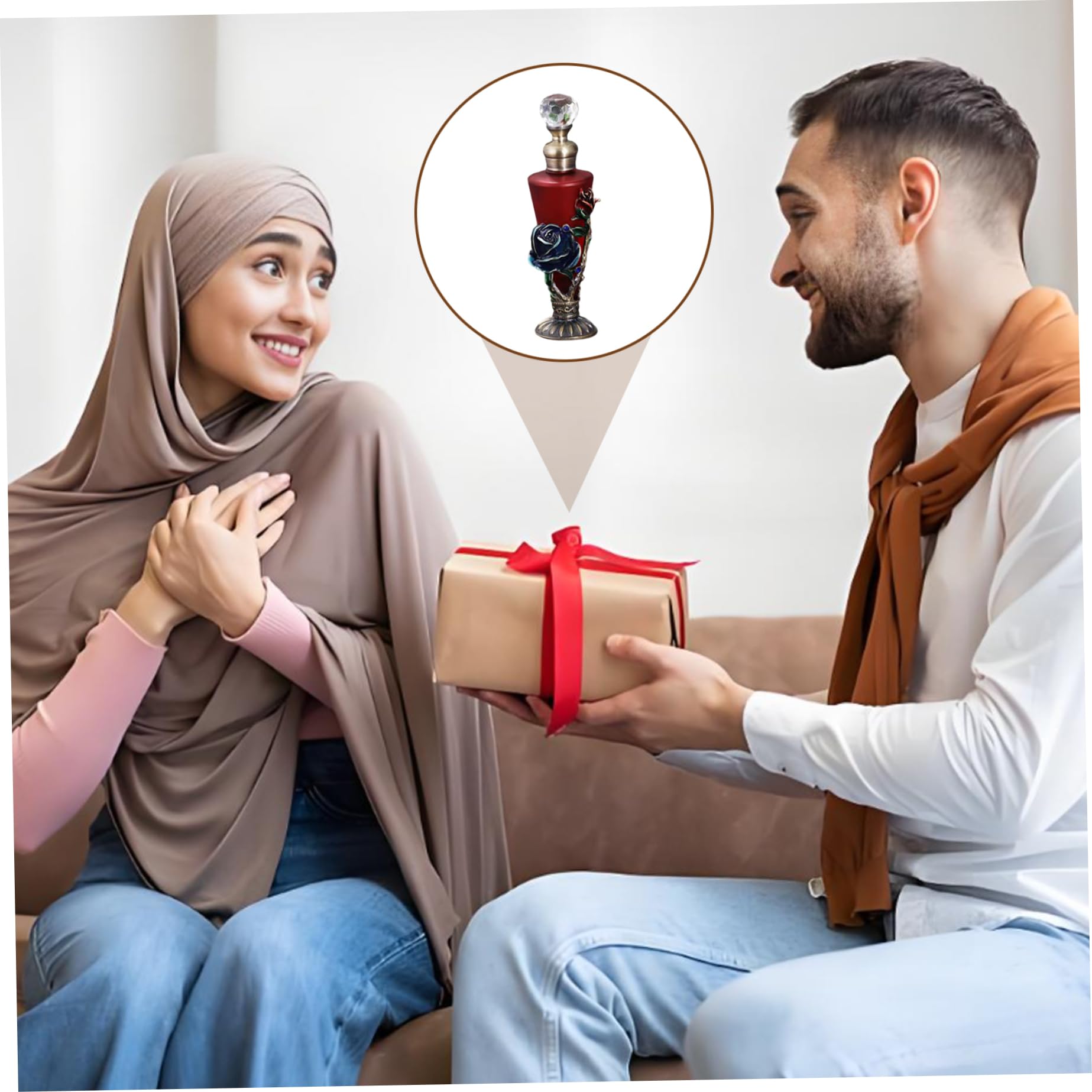Aceite de perfume árabe, perfume de lujo de Dubai con diamantes de imitación con tapa de botella de cristal y fondo antideslizante, fragancia de aceite esencial de larga duración Dubai