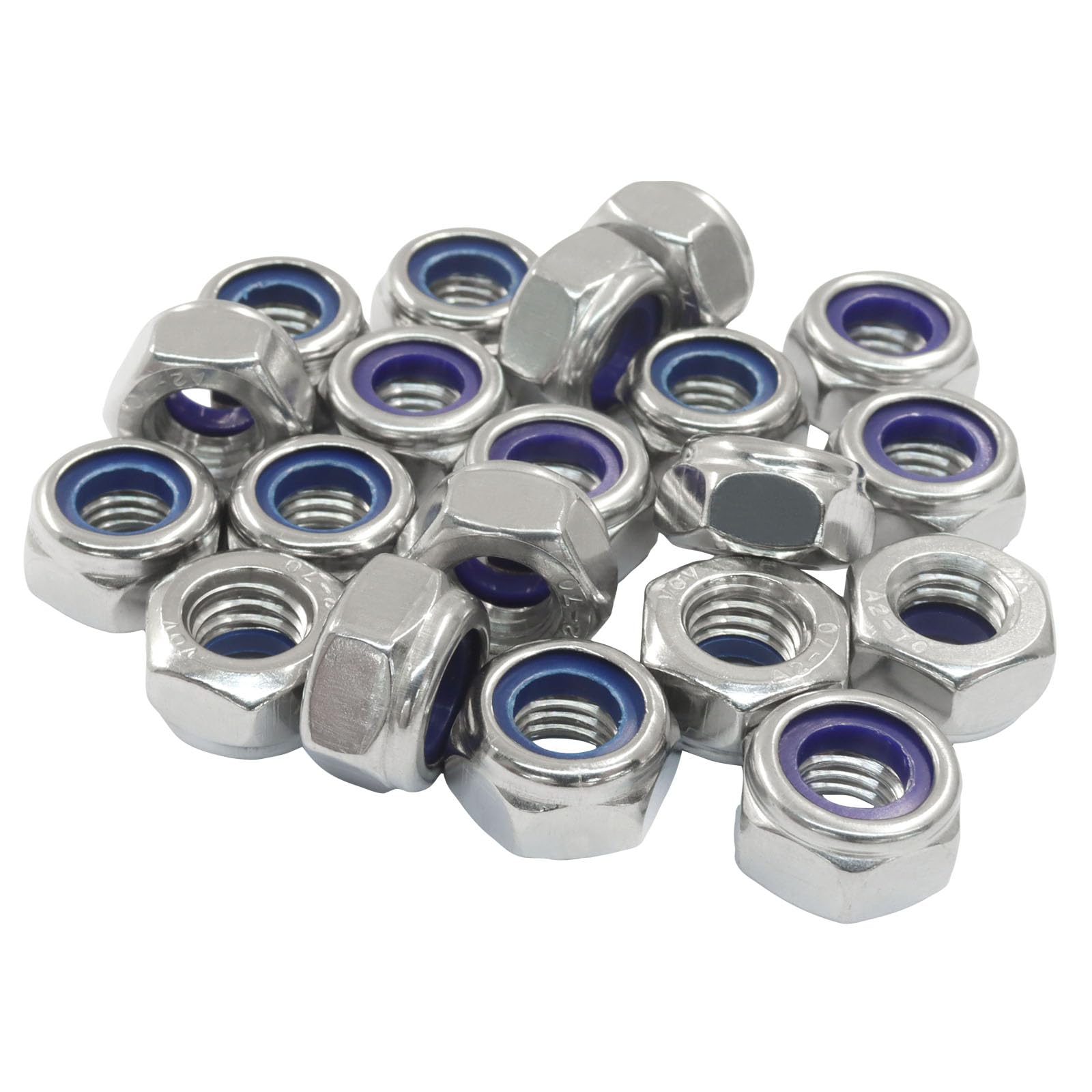 Cjueiom M10 Nyloc Nuts, 10mm Stainless Steel Locking Nuts with Nylon Insert for Bolts & Screws (Pack of 20)