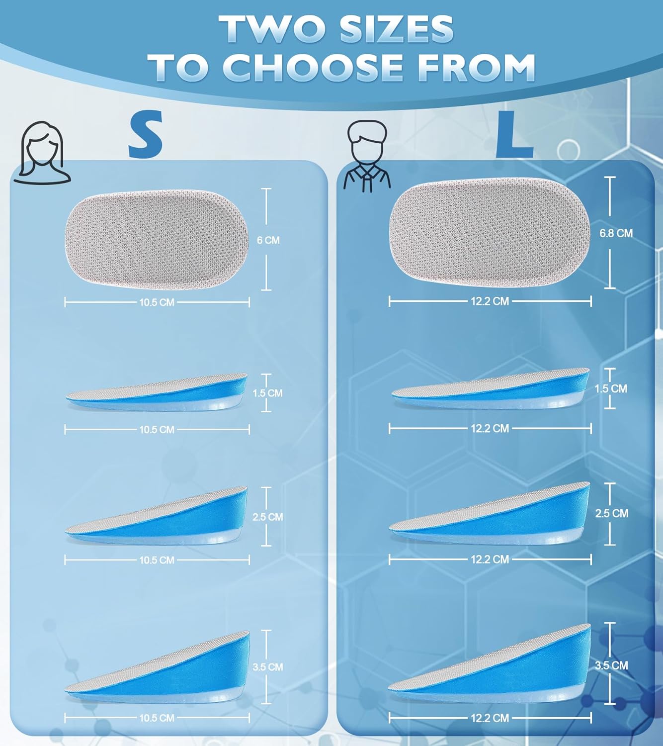 Ailaka Gel Height Increase Insoles, Shock Absorption Heel Cushion Pads, Height Lift Shoes Inserts for Men & Women - Image 4