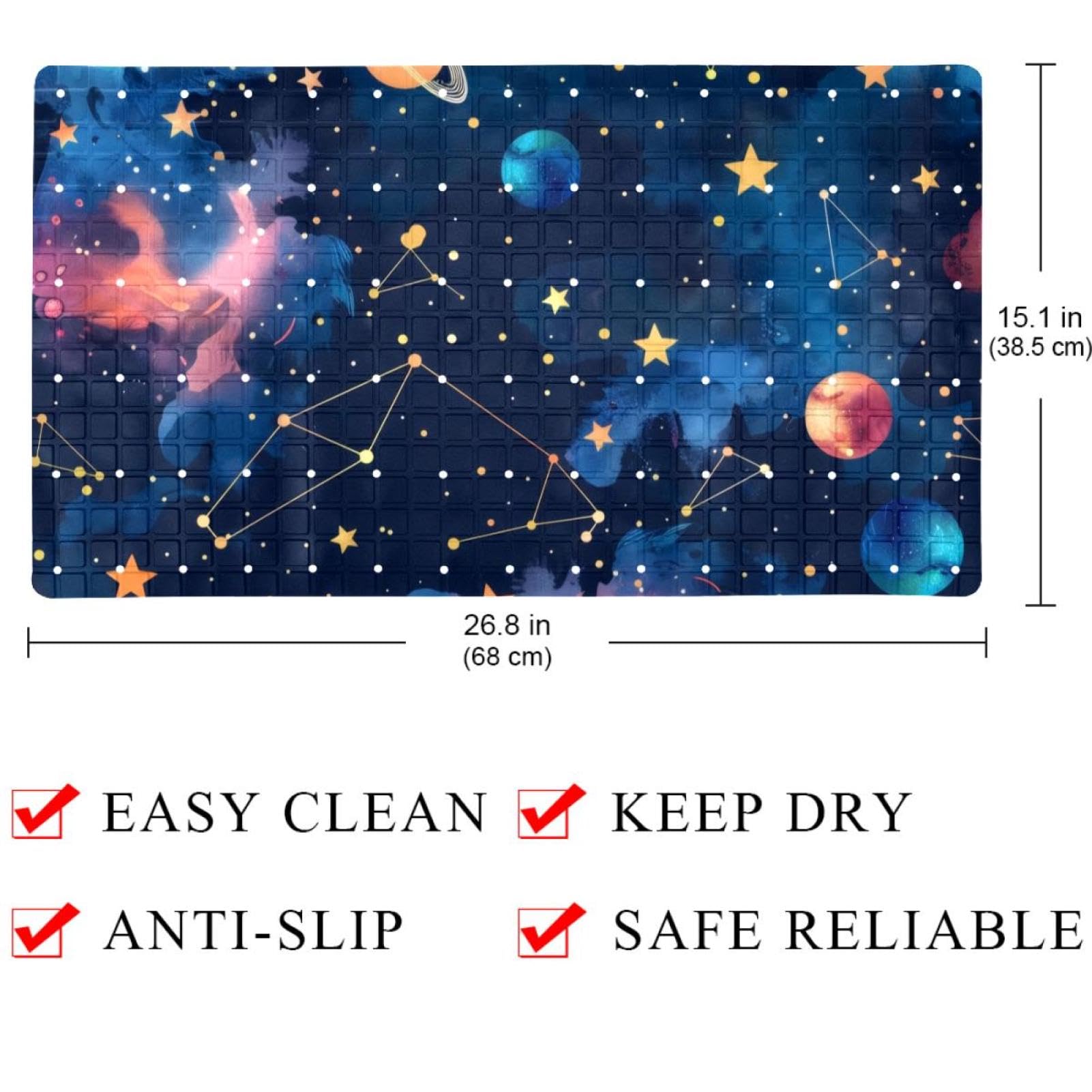 Rutschfeste Badematten für Badezimmer, Motiv: Weltraumgalaxie, nahtloses Muster, rechteckige Badewannenmatte, maschinenwaschbar, 40 x 70 cm