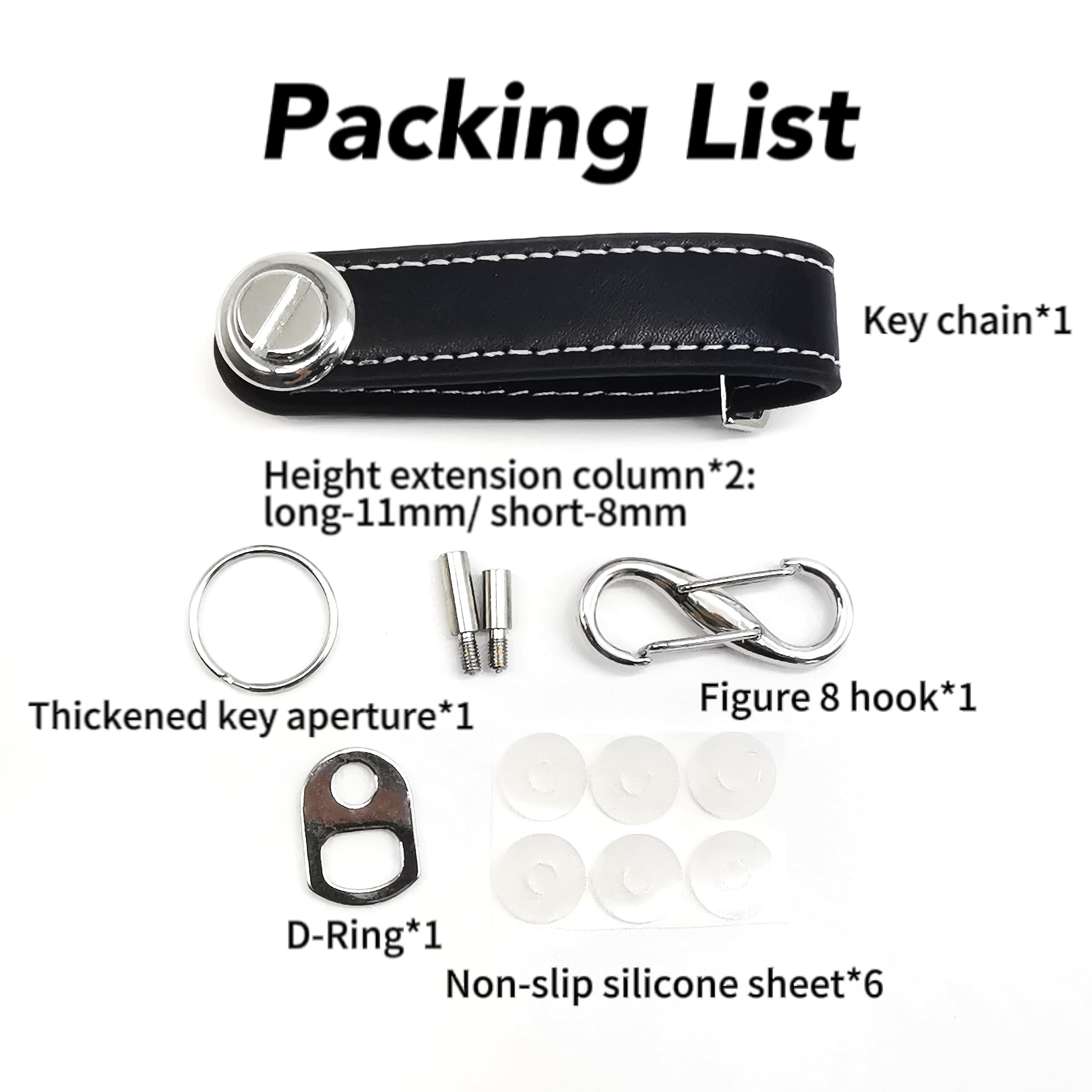 Bestac Compact Leather Key Holder with Secure Stainless Steel Locking Mechanism, Light and Durable Key Organizer (Black)