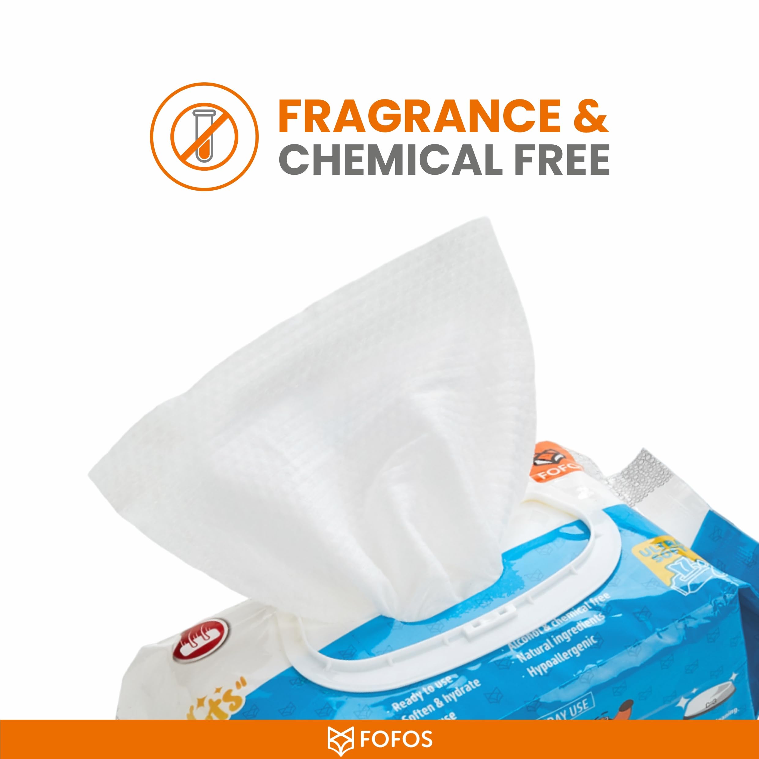 BarkButler x FOFOS Pet Cleaning Wipes – Unscented Pet Wipes, Dog & Cat Wipes (80 Sheets) – White