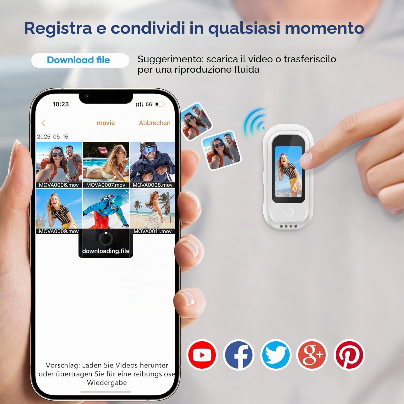 Mini videocamera d'azione 4K, con schermo girevole a 180°, magnetica, vivavoce, POV, con scheda da 64 GB, fotocamera subacquea impermeabile fino a 30 m, per ciclismo, moto, casco, animali domestici