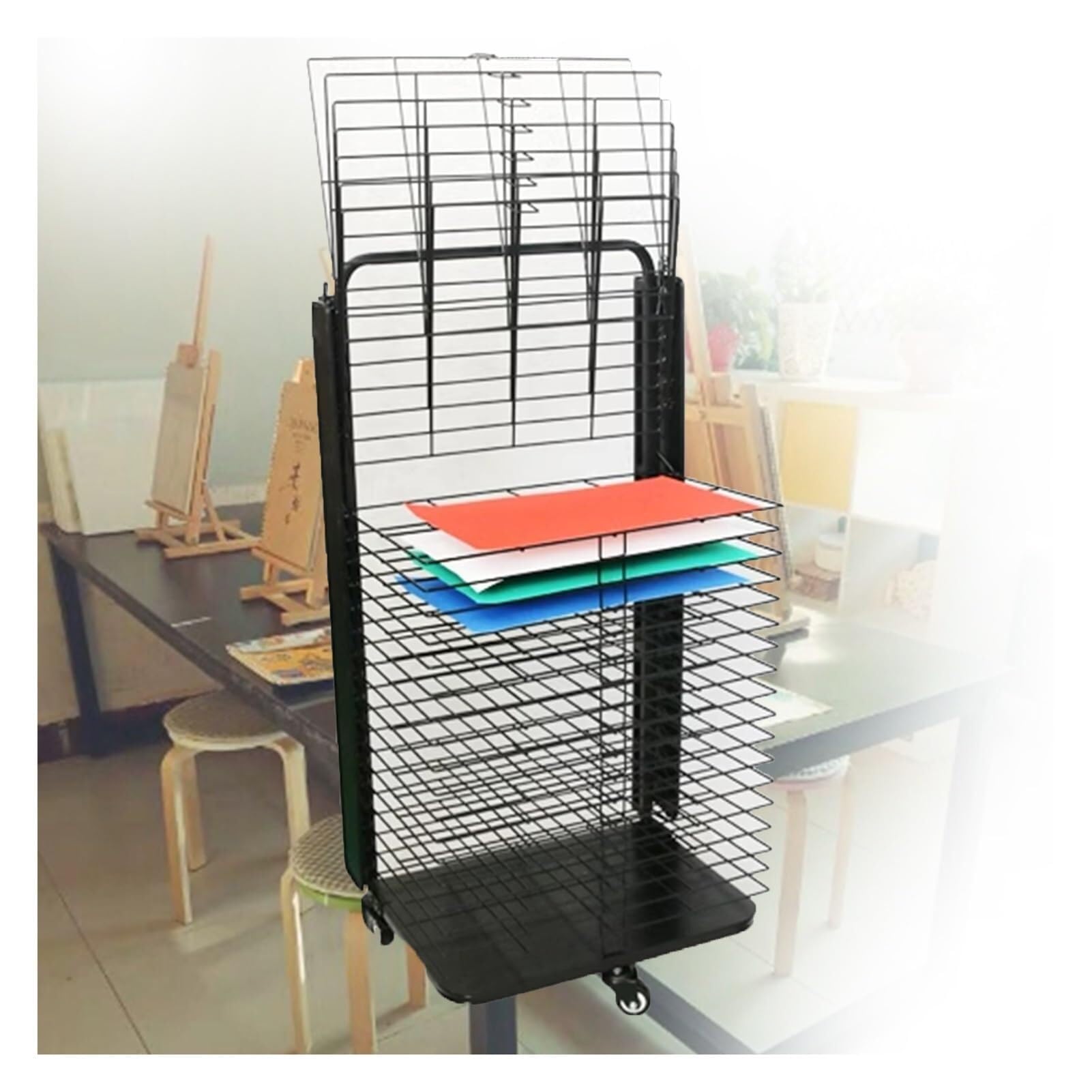 Séchoir à matériel d'art, étagère empilable à 25 niveaux pour salles de classe scolaires, grande capacité de rangement, idéal pour les écoles, les classes d'art préscolaires, les ateliers d'art et l