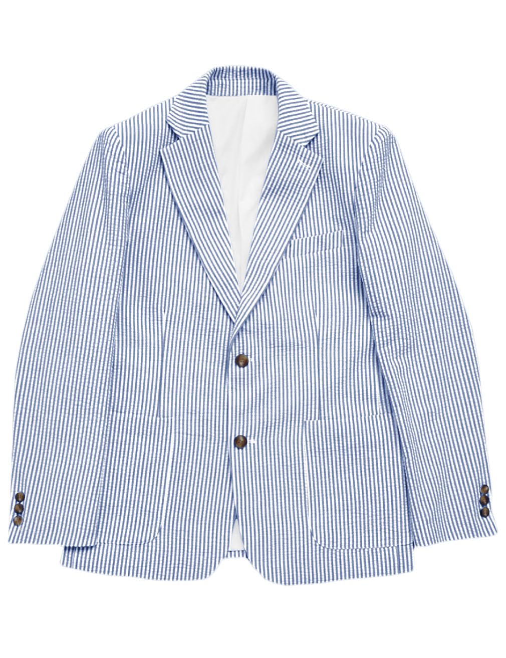 Giacca blazer da uomo a righe in seersucker slim fit primavera estate cappotto sportivo per affari ballo di fine anno matrimonio