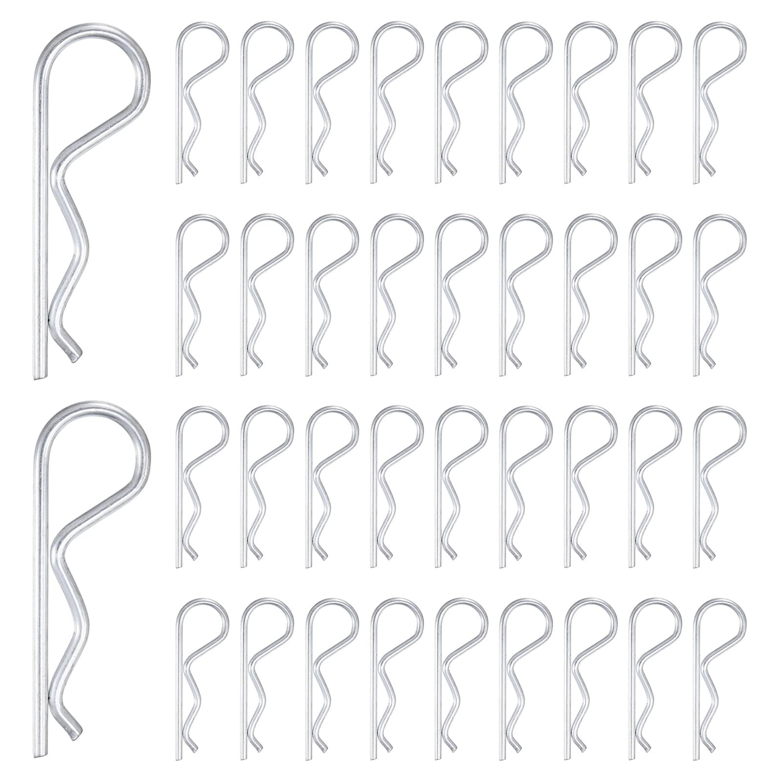 M METERXITY 38-Pack Cotter Pins, 4 mm Dia 3.6" Long Spring Steel R Clips for Trailer Locking/Trailer Clamps/Lawn Mowers/Trucks/Mechanics, Spring Fasteners Hitch Pin [Silver]