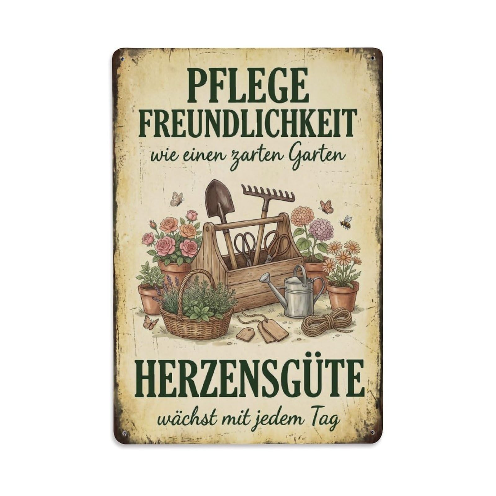 Vintage Funny Garden Cultivate Kindness Rustic Gate Fresh Metal Tin Sign Plaque Wall Decor for Cafe, Club Bar, Office, Garden Metal Poster 8x12Inch