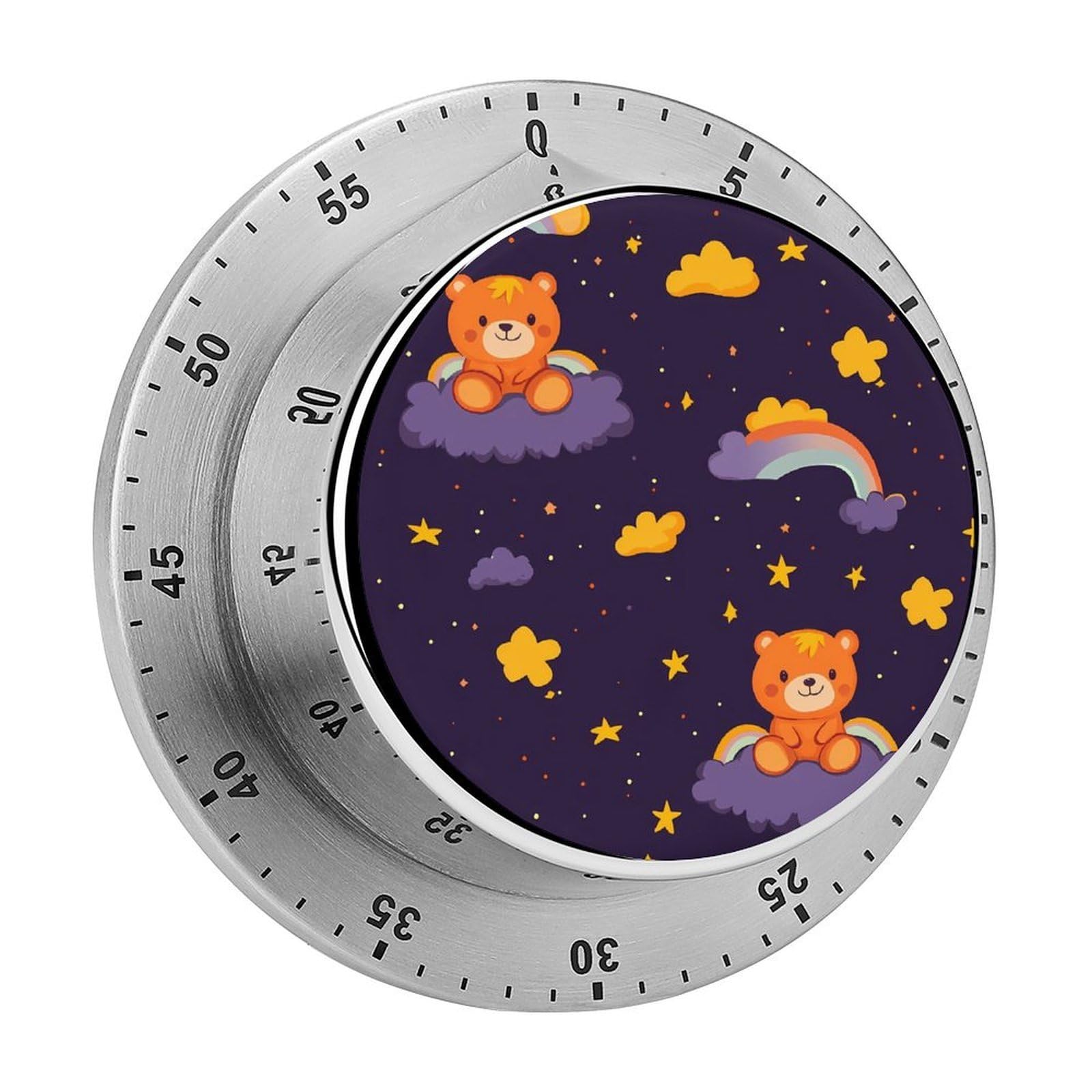 Orange Bear on The Clouds Mechanical Timer with Alarm for Kitchen Cooking Productivity Stainless Steel Timers