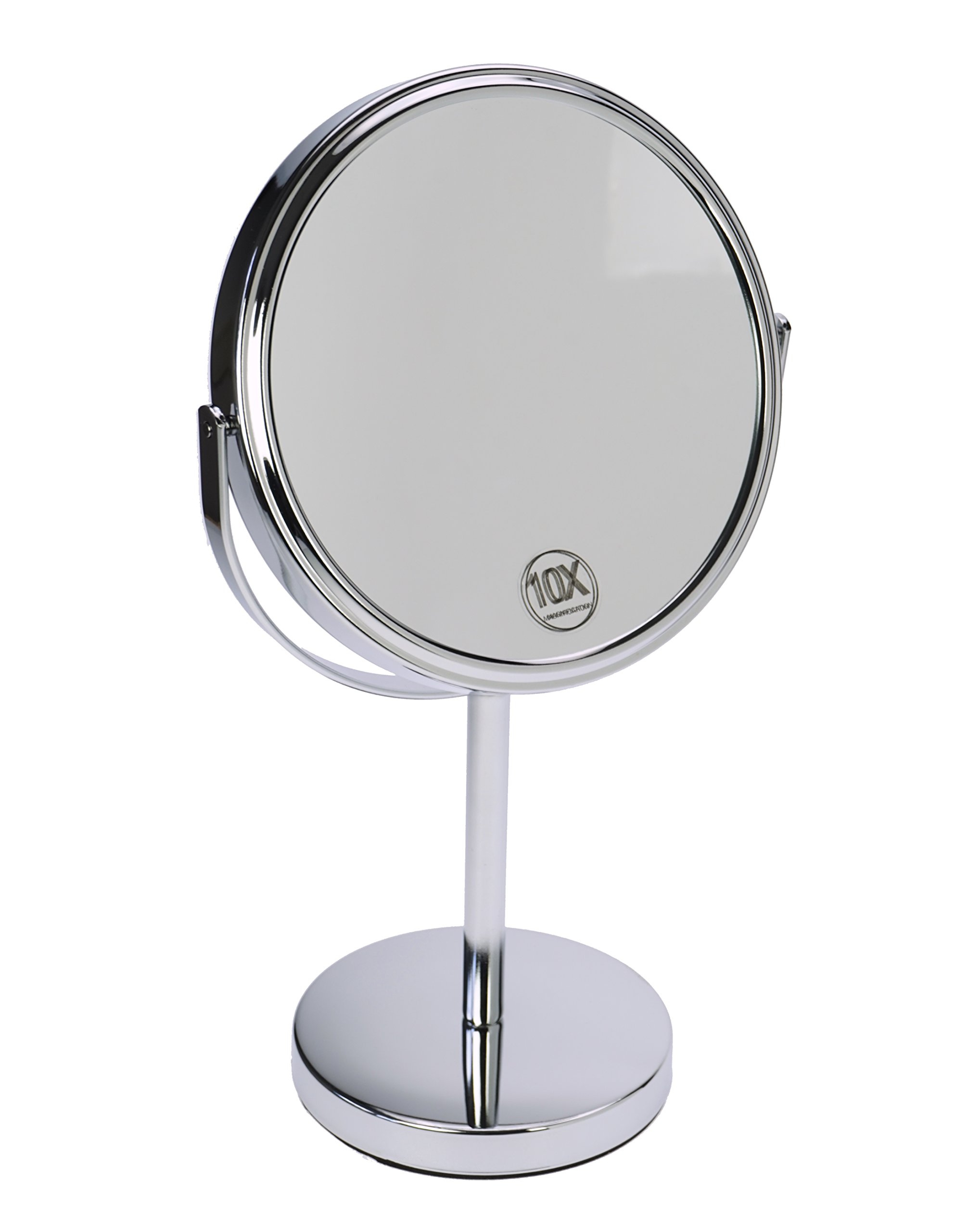 FantasiaMetal Mirror with 10x Magnification Diameter 18 cm Height 32 cm Silver