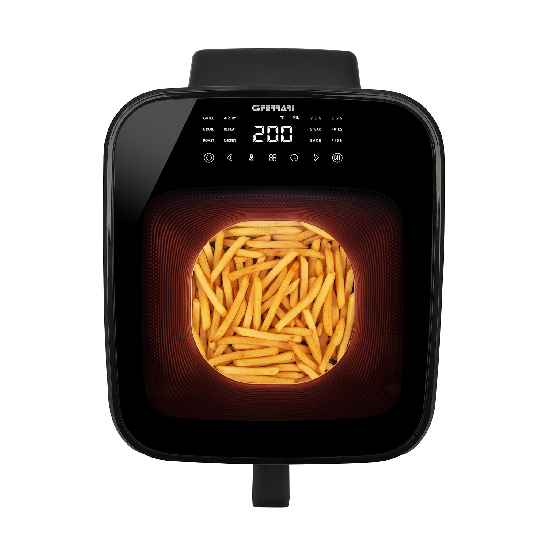 G3 Ferrari G10226 Wowfry frytkownica powietrzna, 7 l, 2 okna, czarna | 1700 W, wyświetlacz cyfrowy, 12 programów, pojemnik i taca, regulowany termostat (80°-200°C), 60 minut timera