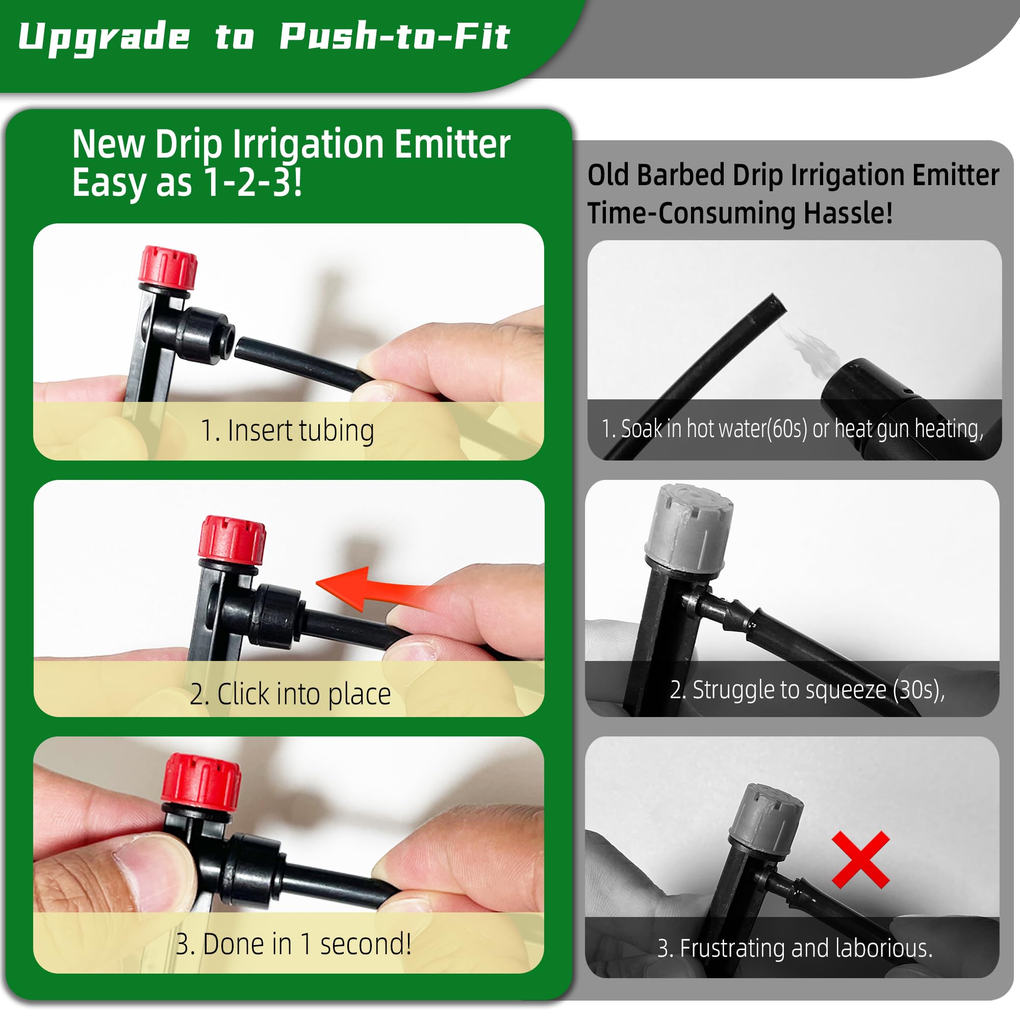 Snapklik.com : 30PCS Push-to-Fit Drip Irrigation Emitters For 1/4 Inch ...