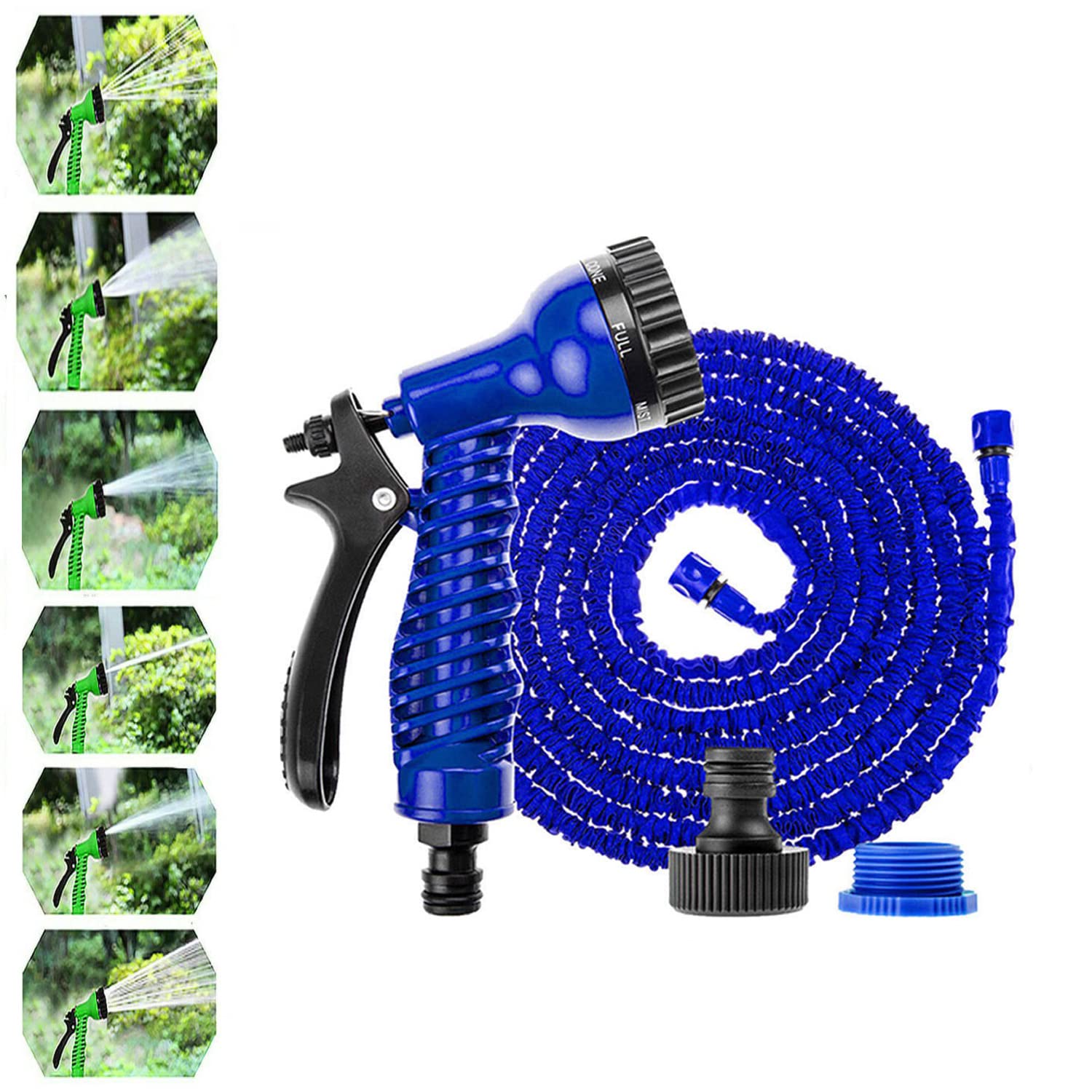 75FT Garden Hose Pipe with 7 Modes Spray Gun, Expandable Garden Hose 1/2" Connector, Garden Water Hose Flexible Hosepipe Non-Kink for Garden Yard Car, Blue