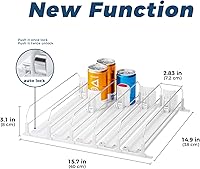 Vista 6 de Puricon Organizador de Bebidas para Refrigerador - Con Resorte, Autoempujable para Latas de Refresco y Botellas de Cerveza - 5 Filas, Blanco