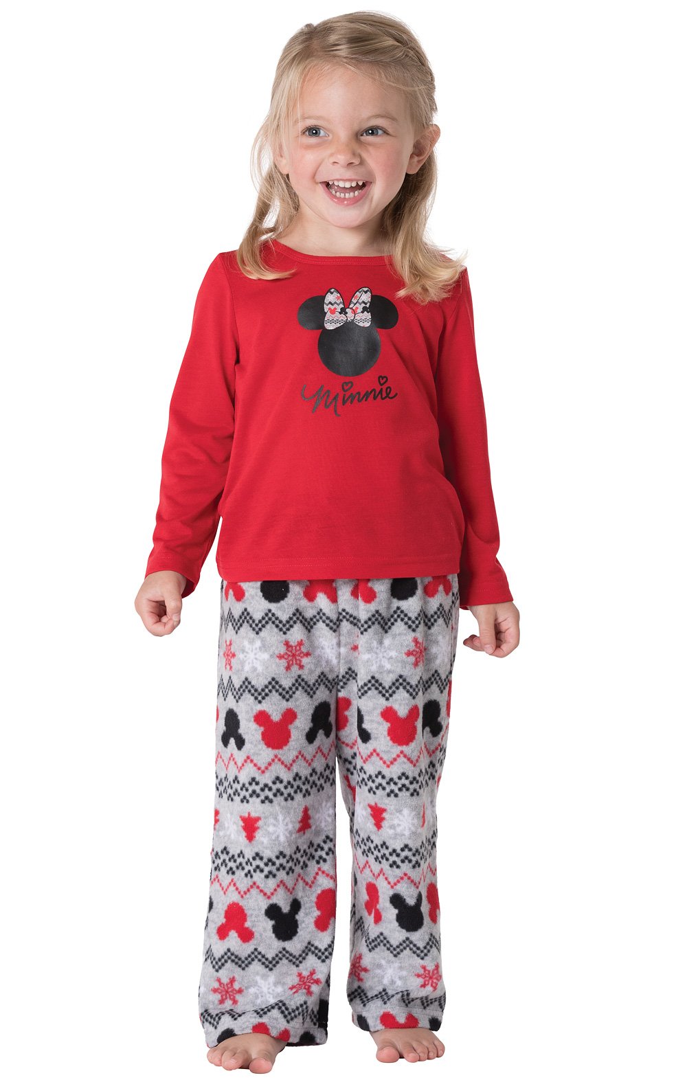PajamaGram Officially Licensed Minnie Mouse Toddler Girl's Pajama Set, Red 3T