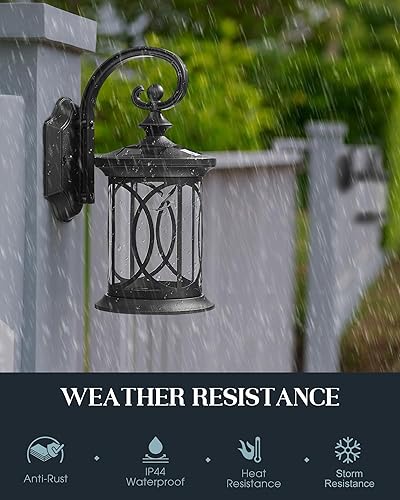 Miniatura 4 de Paquete de 2 faroles solares de pared para exteriores, iluminación solar al aire libre del atardecer al amanecer con fuente de luz LED, luces