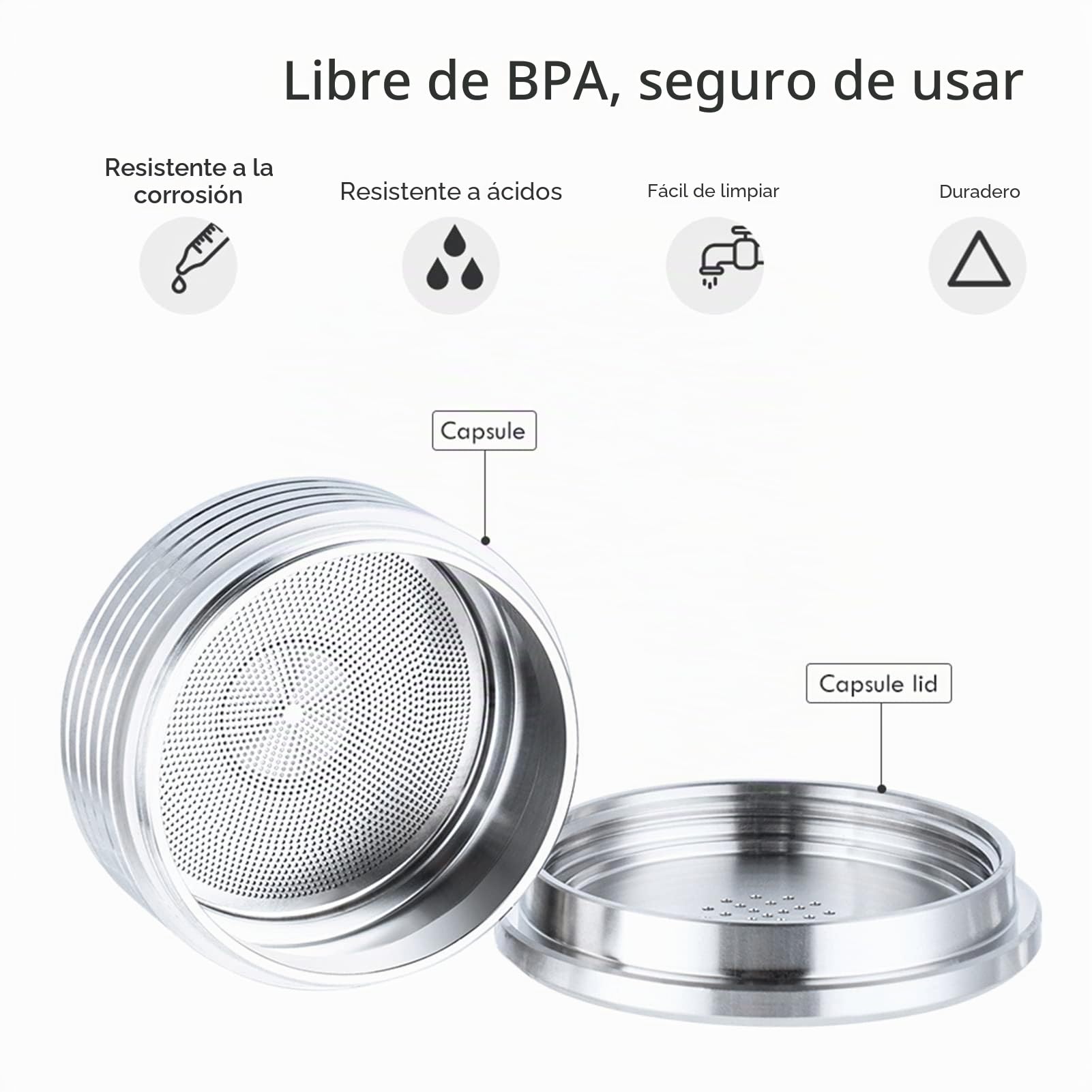 Cápsulas de café Reutilizables de Acero Inoxidable Filtro de Taza de cápsula de café Reutilizable Compatible con Delta Q