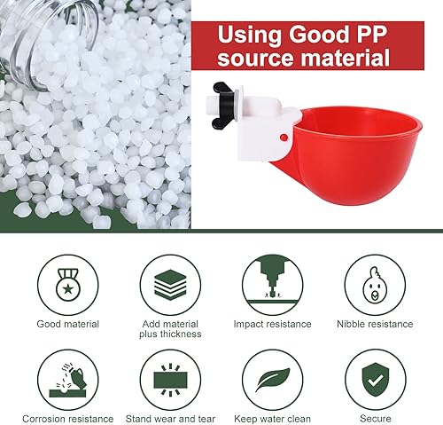 Miniatura 4 de Psarnuk Paquete de 8 bebederos de pollo, alimentador automático de agua para pollo, tazas de agua profesionales para pollos para aves de corral con