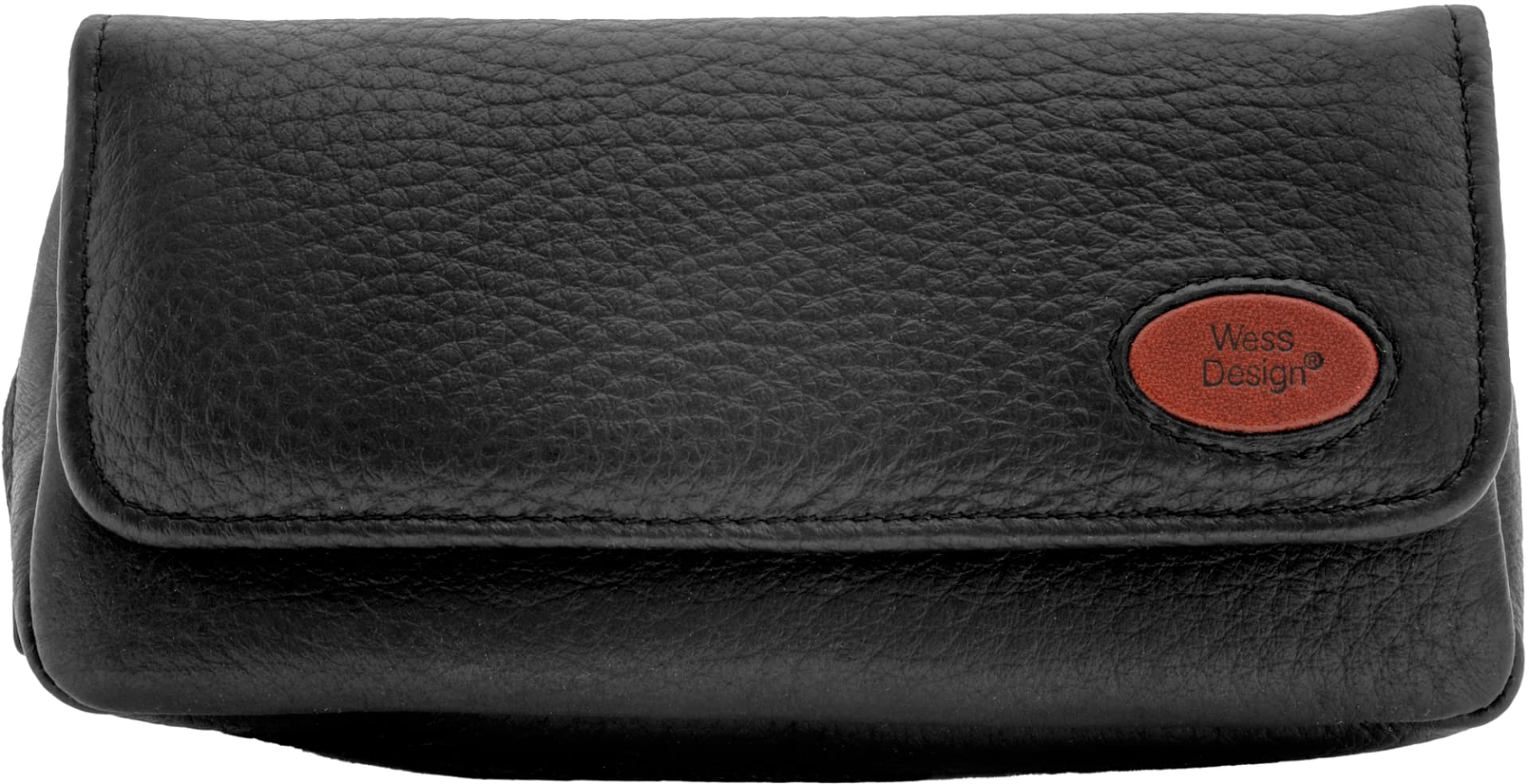 Deer K21 Combo Pipe / Combo Pouch - Finnish Deer Leather Black - Tobacco & Accessory Compartment - Rubber Lining - Made in Germany (Pack of 2)
