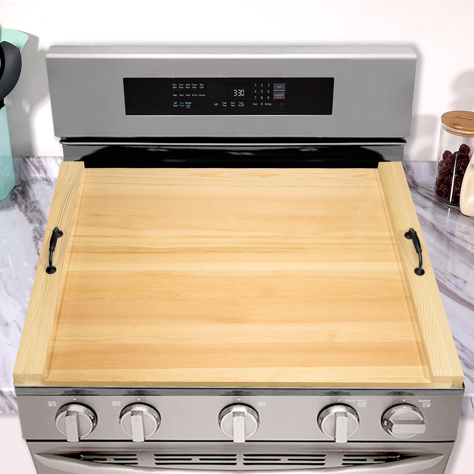 Amazon.com: Stove Top Cover Board for Gas Electric Stove, Pine Wood Noodle  Board Stove Cover Top Cutting Board with Handles, Large Wooden Stove Burner  Cover Protector for Glass Cooktop Stovetop Oven Range