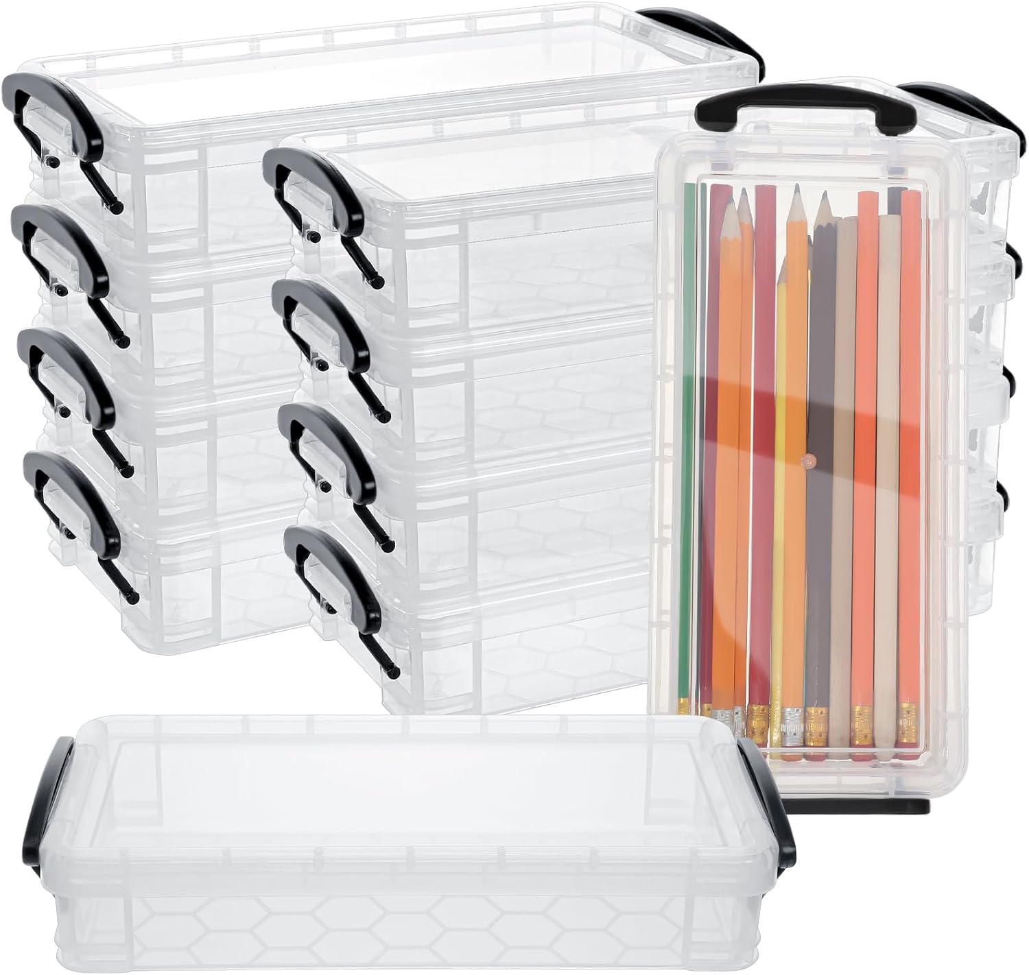Amazon.com : Lemecima 10 Pcs Large Capacity Plastic Pencil Box Clear ...