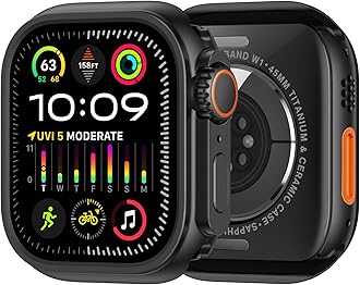 amBand M1 Rugged Case with Strap Compatible with Apple Watch Series 8/7 45mm, Durable TPU Military Sport Wristband with Bumper Protective Cover Designed for iWatch 6/SE/5/4/3/2/1 44mm 42mm Men