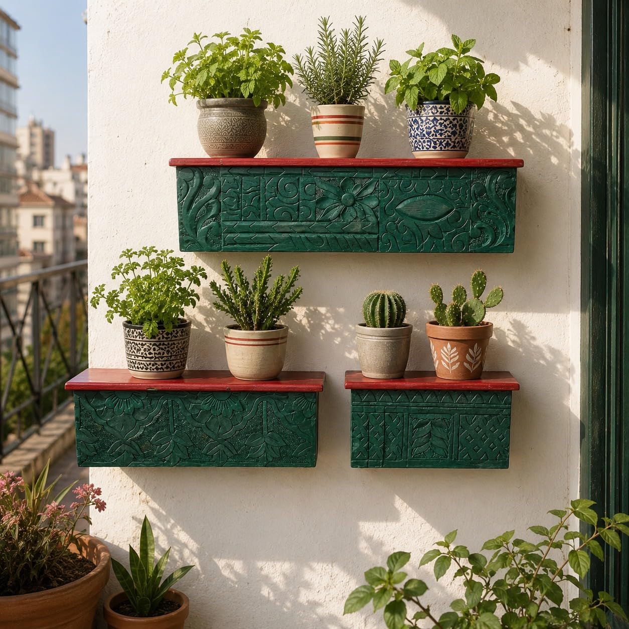 Floating Wall Shelf Set of 3, Hand Carved Wooden Bracket Shelves for Wall Decor, Rustic Display Shelves Mount, Storage Shelf for Living Room, Bedroom, Bathroom, Kitchen & Entryway-image-45
