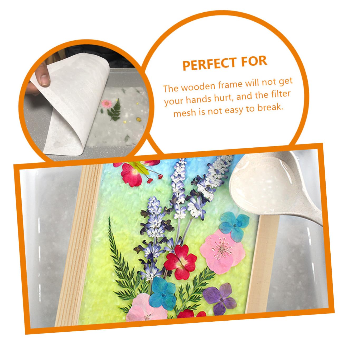 KONTONTY 2pcs Wood Art Picture Frame DIY Paper Making Screen Kit Handmade Paper Craft Frame for Boys and Girls Random Style