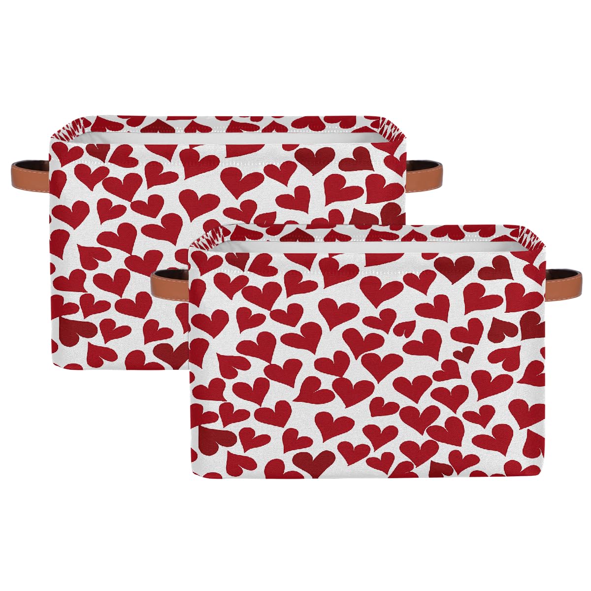 Mexpekil Cesta de almacenamiento con diseño de corazón rojo para niños, plegable, organizador de tela para estantes, cesta de regalo grande con asas, 2 unidades
