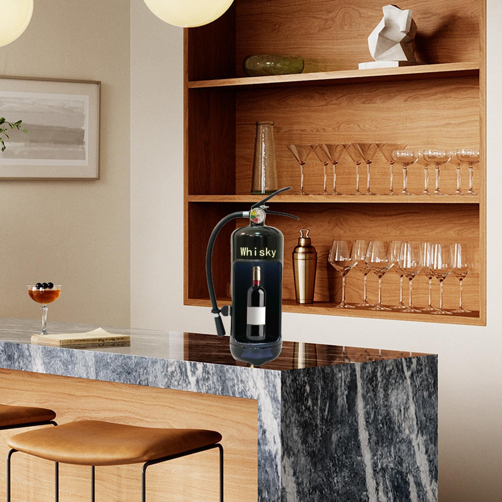 Sostenedor del vino extintor,Extintor Dispensador de vino | Sistema de almacenamiento de vino para el hogar,Caja de vino de armario de hierro creativo para decoración y decoración del hogar