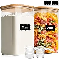 Vista 1 de ComSaf Envases de almacenamiento de harina y azúcar de 1.2 galones de boca ancha 2 piezas, envases de vidrio de almacenamiento de 4.6 cuartos