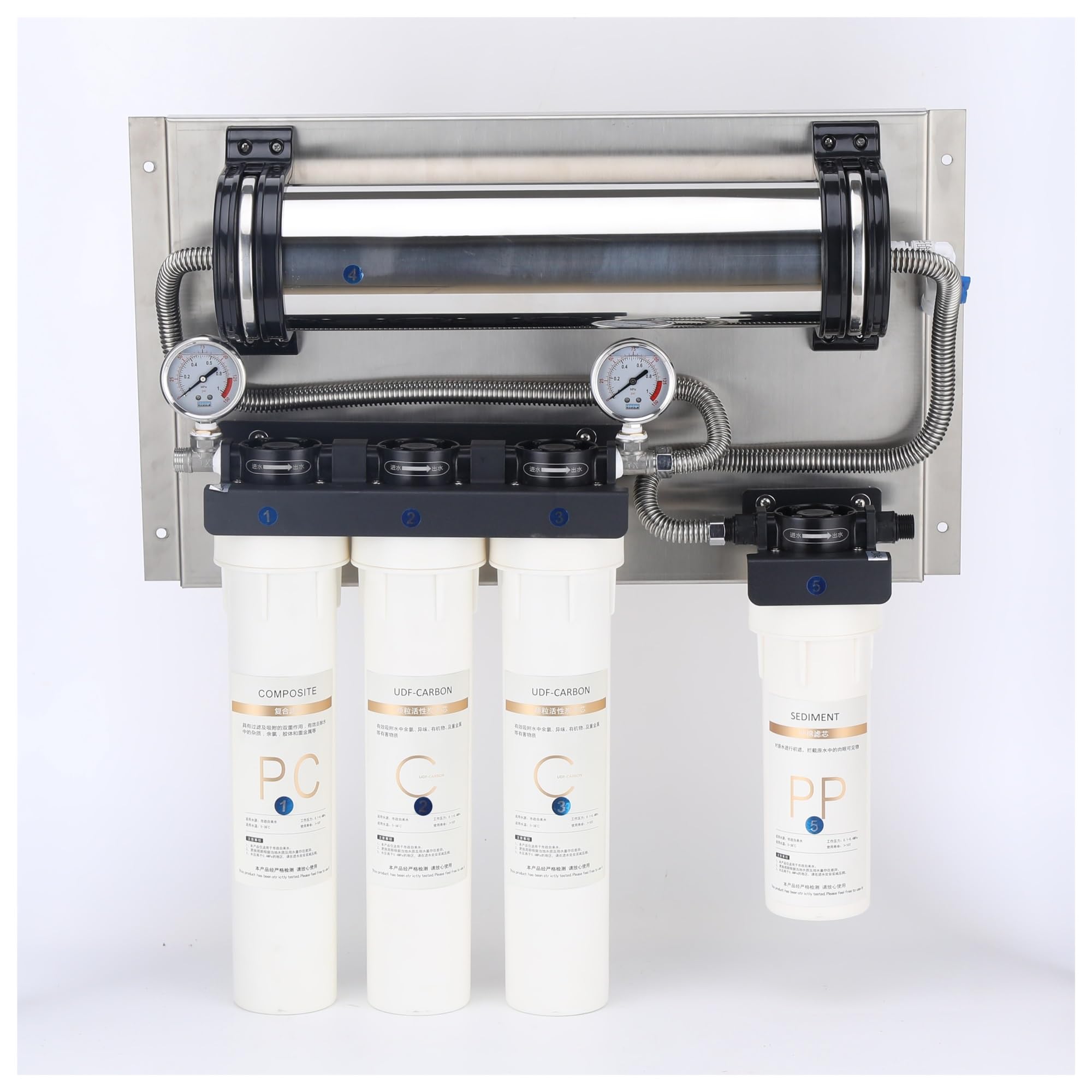 Ósmosis Inversa Doméstica, Purificador de Agua Comercial Filtro de Membrana de ultrafiltración de 5 etapas, Sistemas de Agua Máquina de Filtro de Agua UF de Acero Inoxidable 304
