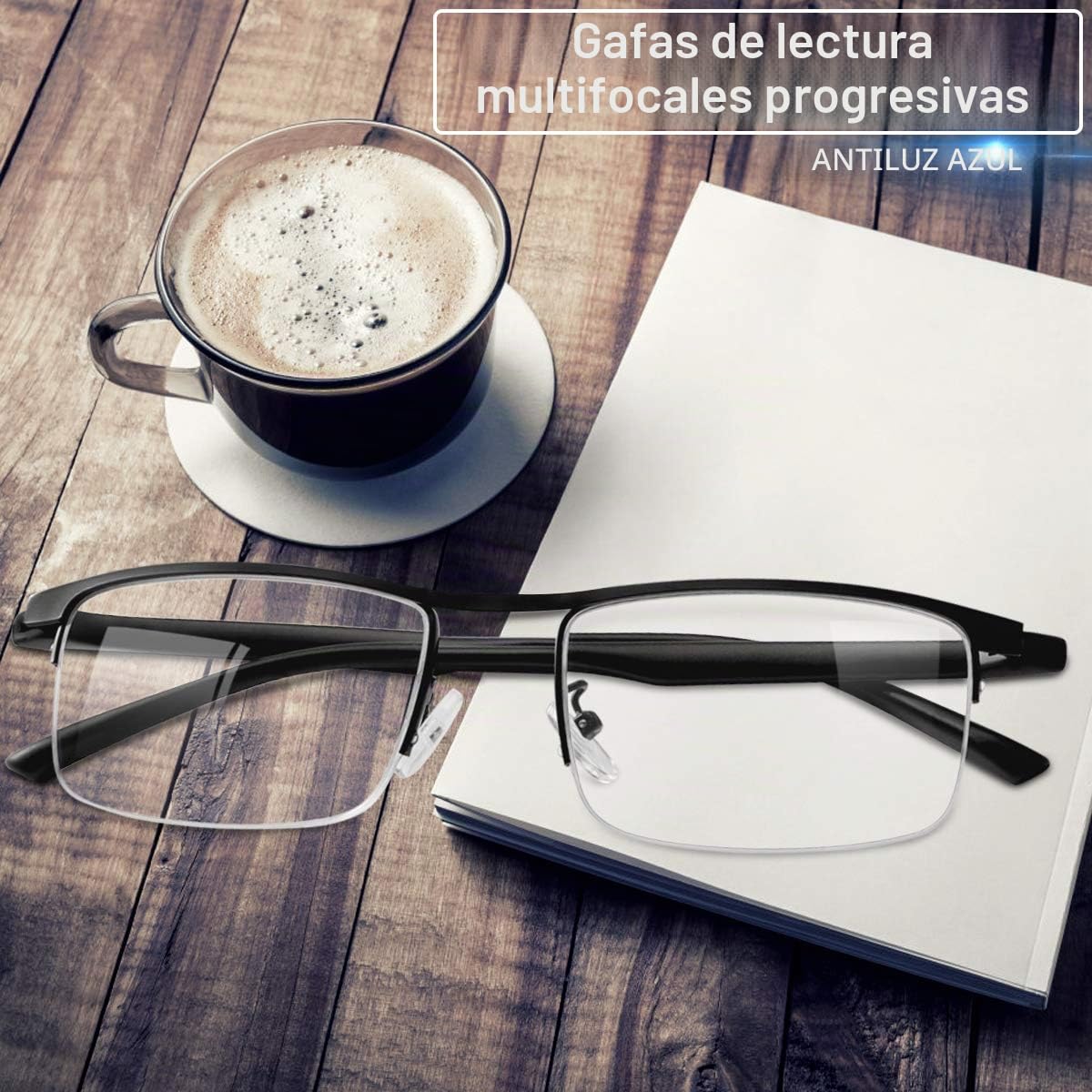 MIRYEA Multifocal Progresivo Gafas de Lectura Hombres Mujeres Computer Filtro de luz Azul de enfoque múltiple Presbicia Anteojos Retro de Ligero Marco Cómodos sin línea Lectores