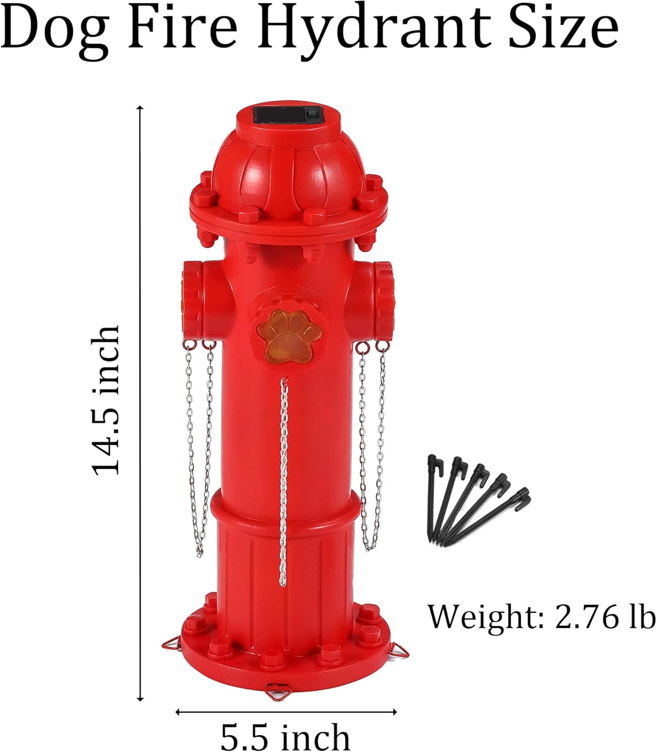Solar Dog Fire Hydrant Pee Post with Glowing Paw Print, Fire Hydrant for Dogs to Pee On, Dog Pee Post for Garden & Patio