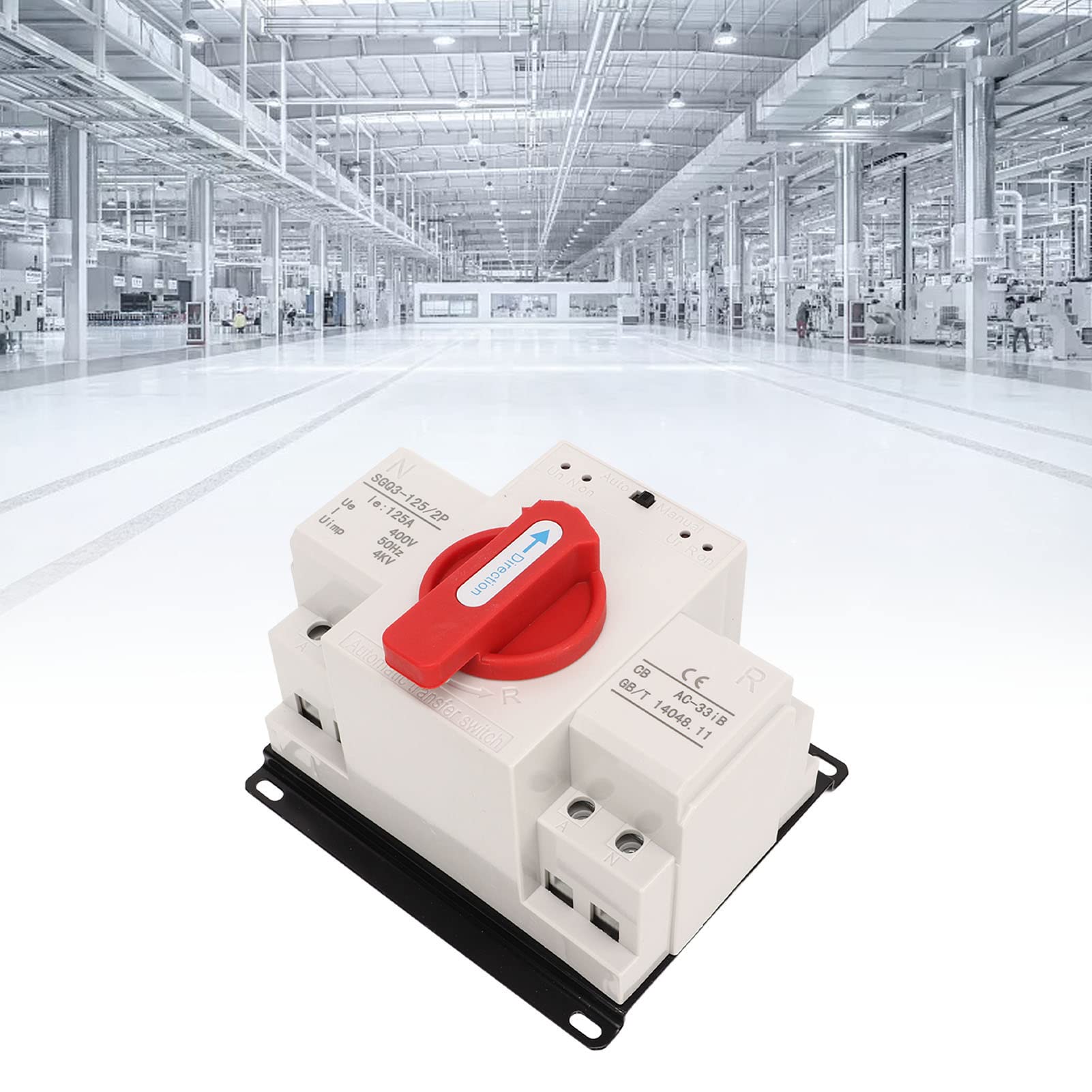 Automatischer Dual-Power-Transferschalter, Zuverlässiger 125-A-Umschalter für den Industriellen Einsatz, Roter Griff, ABS-Aluminiumlegierung
