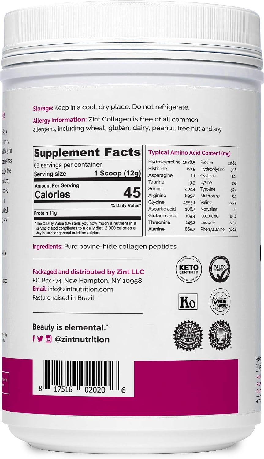 Zint Collagen Peptides Powder (56 oz Bundle, 2 x 28): Paleo-Friendly, Keto-Certified, Grass-Fed Hydrolyzed Collagen Hydrolysate Protein Supplement for Women and Men
