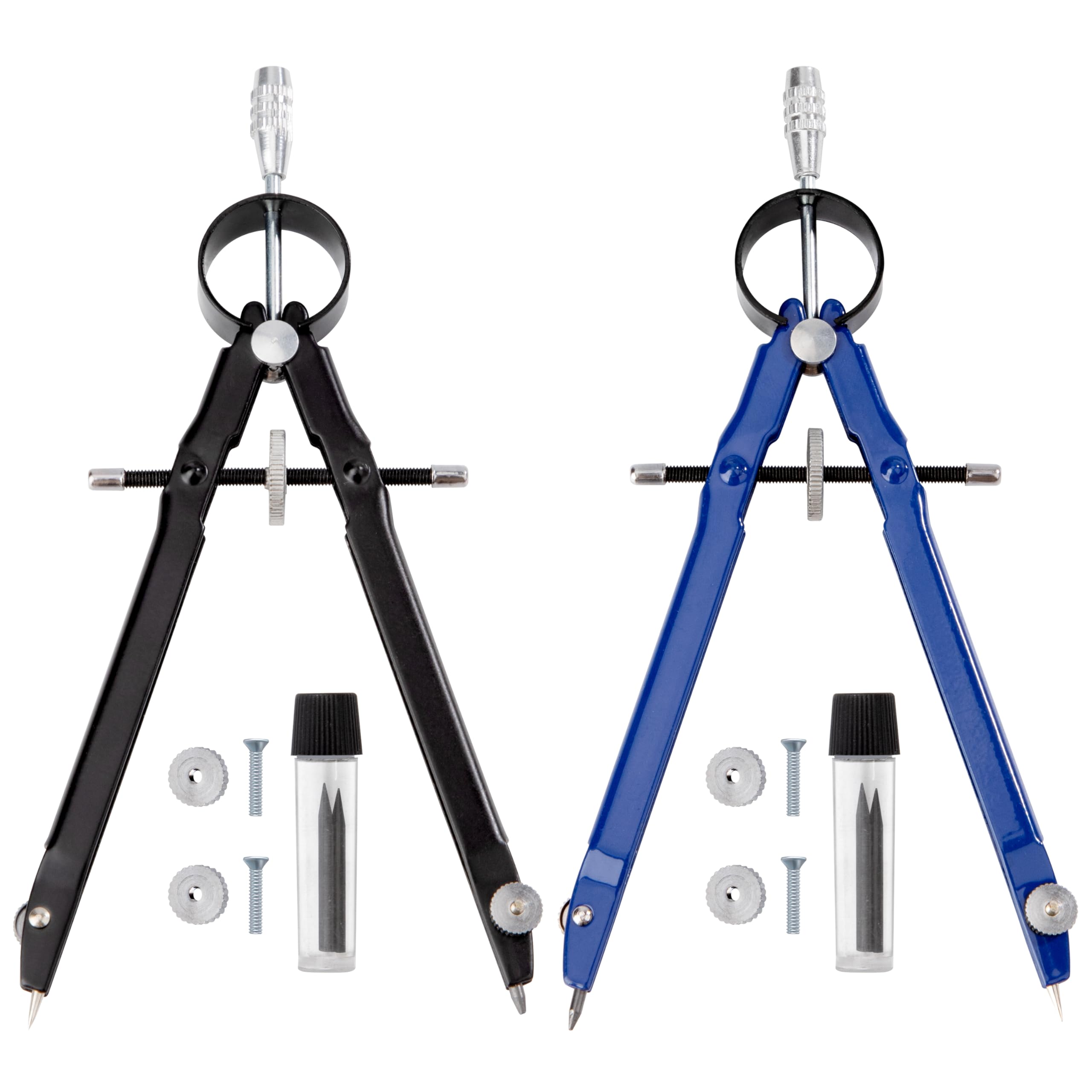 Compas de Précision en Métal 2pcs, Boussole de Dessin à Réglage Rapide pour Géométrie