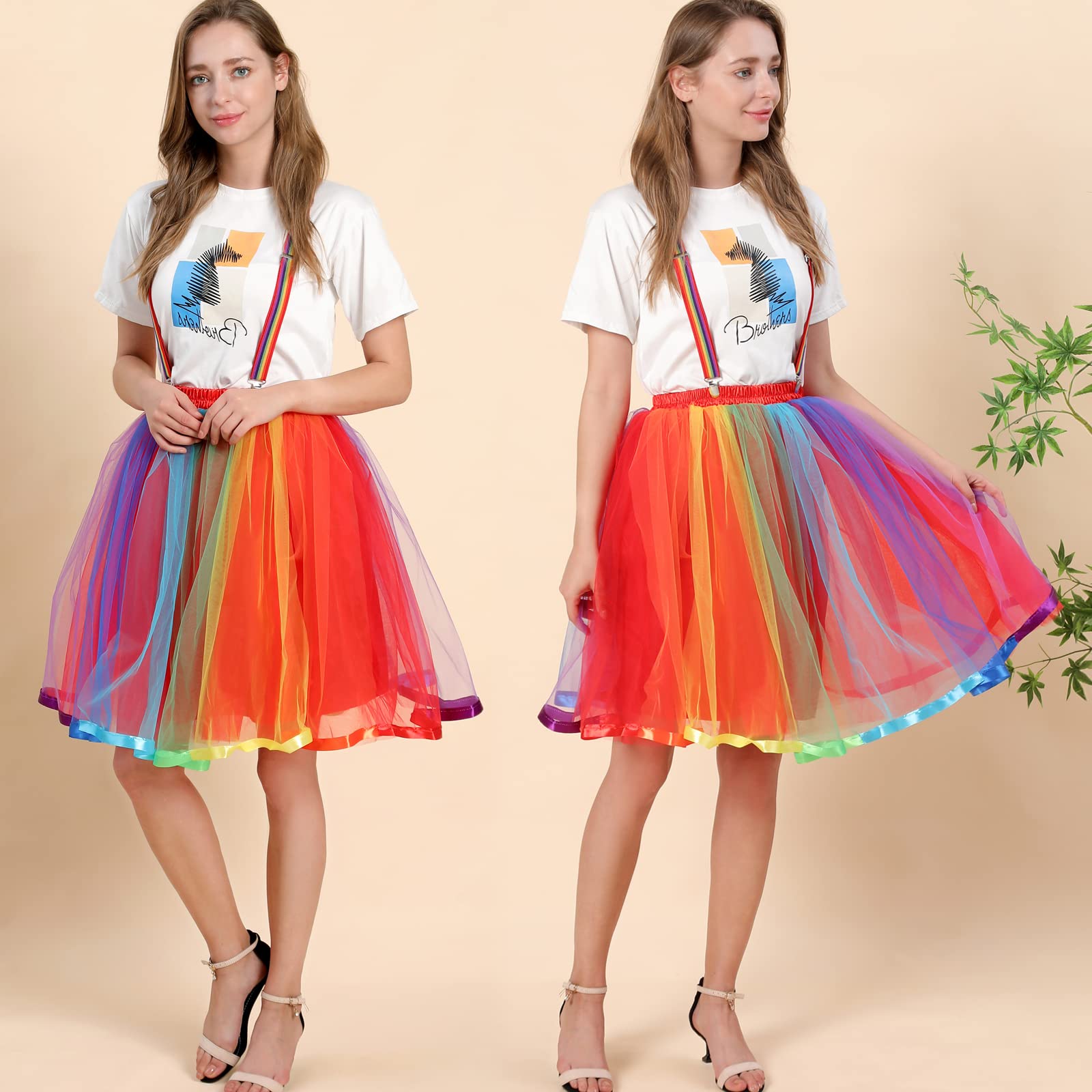 Faldas para Mujer de tutú de Tul - Faldas de tutú de Arco Iris con Correa para Adultos Adolescentes para Fiestas, Fiestas de cumpleaños, Disfraces de Halloween