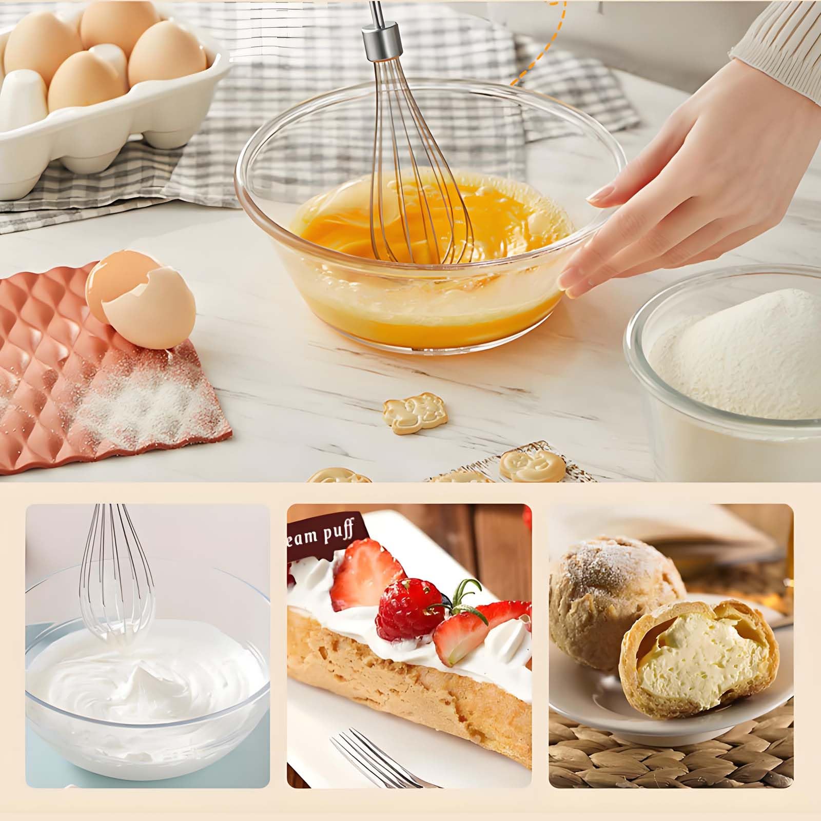Mixeur plongeant, mixeur à main 5 en 1 de 800 W avec bol sans BPA de 800 ml, hachoir de 600 ml, fouet et mousseur à lait, pour purées, soupes, sauces, smoothies, aliments pour bébés, facile