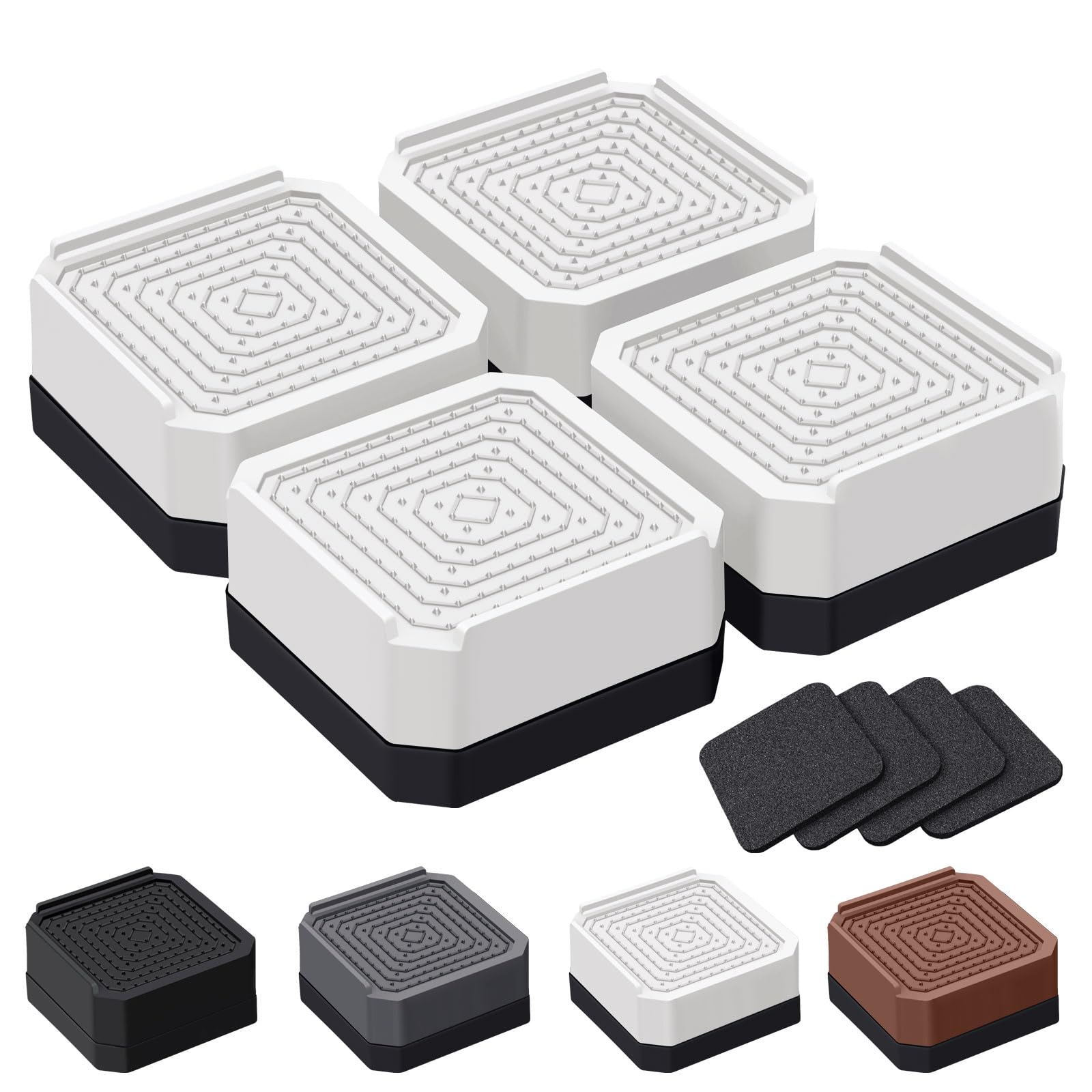 ANNKUT Elevadores de muebles de cama resistentes, bloques de soporte rectangulares ajustables para camas, escritorios, sofás, sillas, elevación de hasta 1.5 pulgadas, soporta hasta 4000 libras (blanco