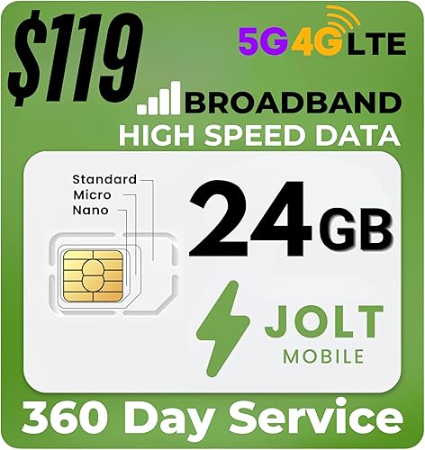Tarjeta SIM de datos Plan de datos de 360 días de Internet de 24 GB en red AT&T 5G 4G LTE compatible con cualquier dispositivo IoT desbloqueado