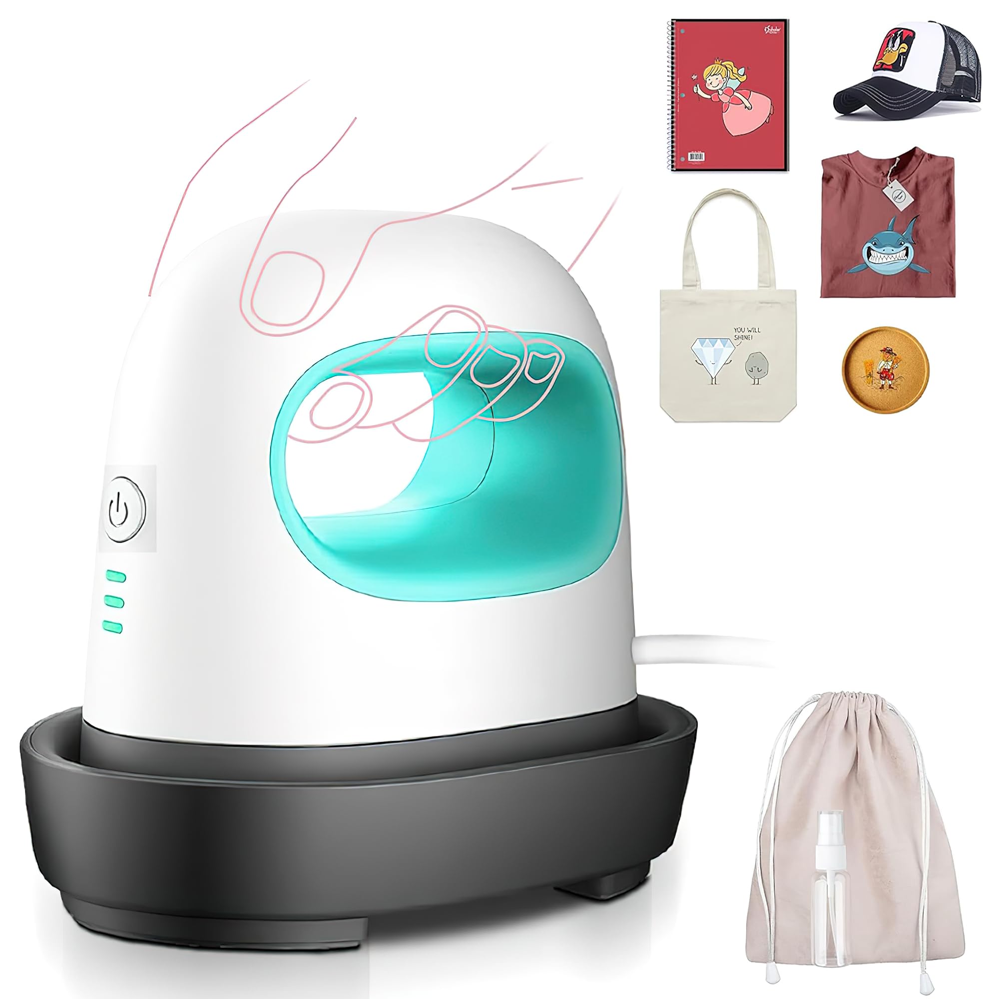 Heat Press Machine Mini Heat Press - Portable Hot Press for T-Shirts, Hats, Cap, Pillows, Shoes, Bags, HTV Vinyl Heating Transfer Projects - Ideal for Small Printing Tasks and DIY Crafts