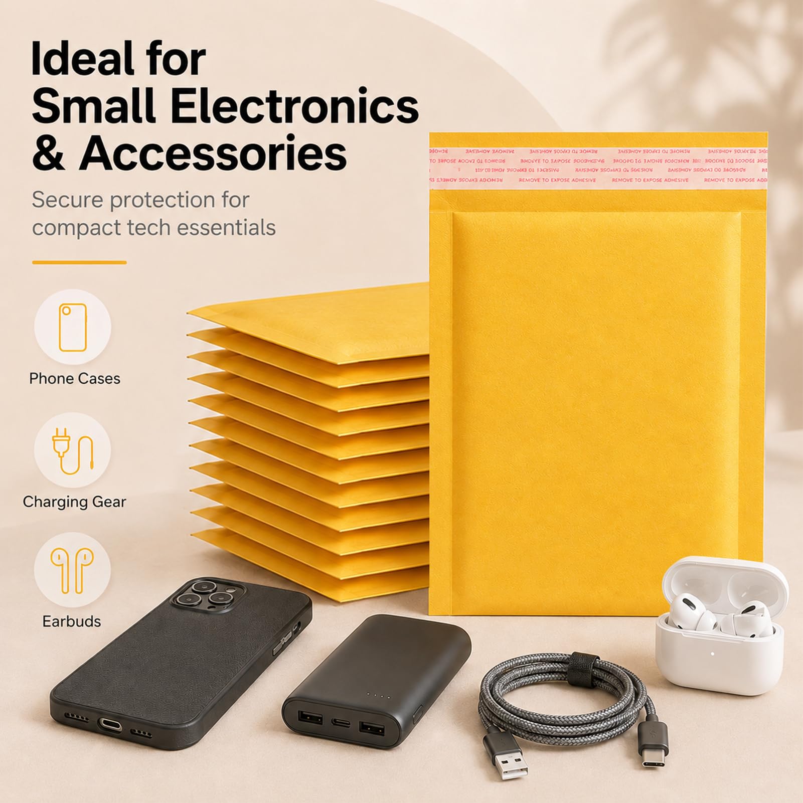 Switory 50pc A5 15,3cmx26,9cm Kraft Bubble Mailers Sobres Acolchados Autoadhesivos para Embalaje de Oro
