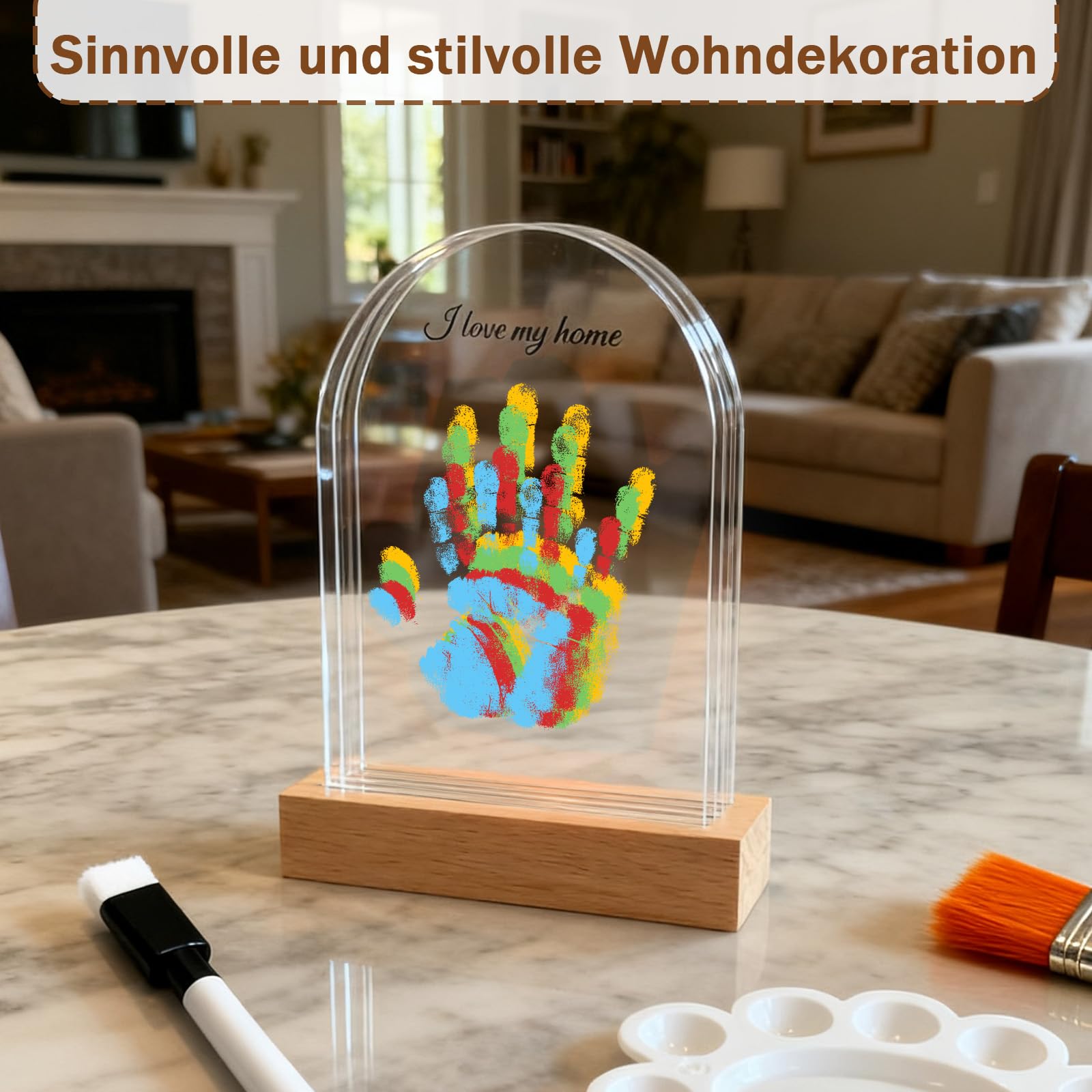 Fayavoo Handabdruck Set Familie mit 5 Acrylplatten, Baby Handabdruck und Fußabdruck Set, DIY Personalisiertes Andenken-Geschenk für Mama, Papa, Baby & die ganze Familie