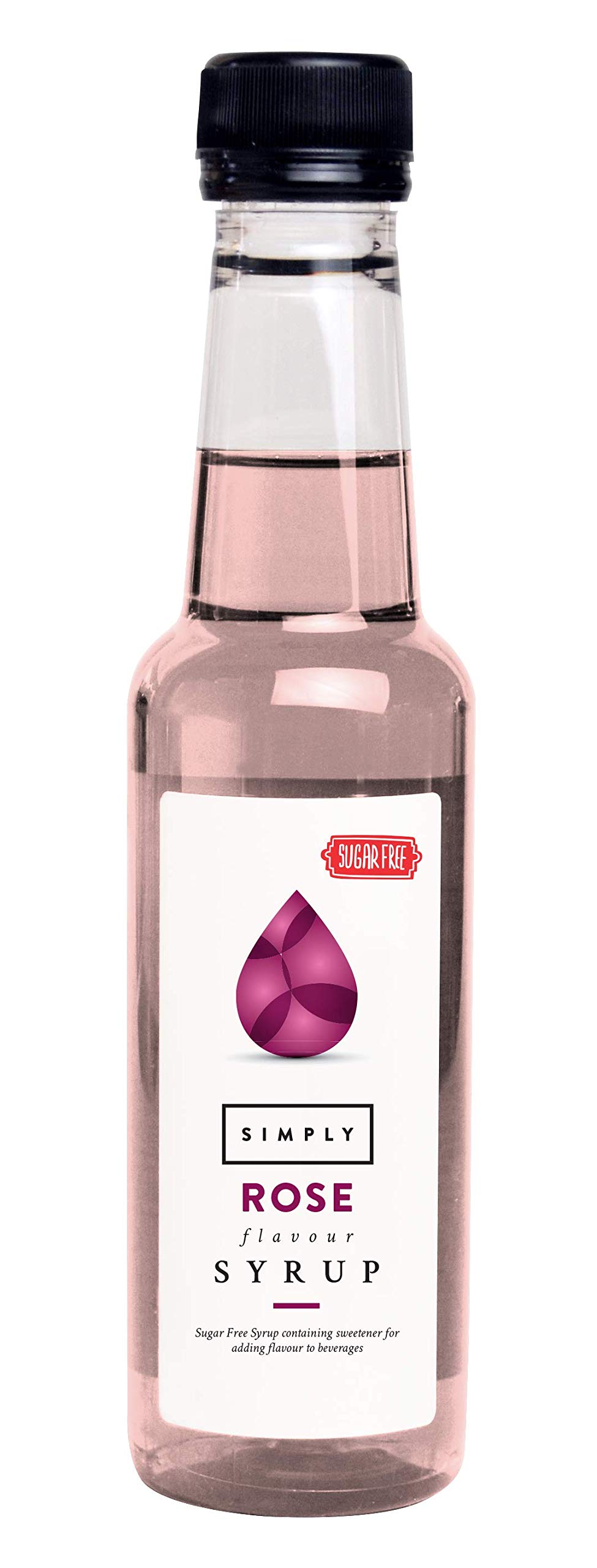 Simply Sugar Free Rose Syrup, Low Calorie, Vegan & Nut Free Flavoured Syrup for Coffee, Cocktails & Baking (250ml)