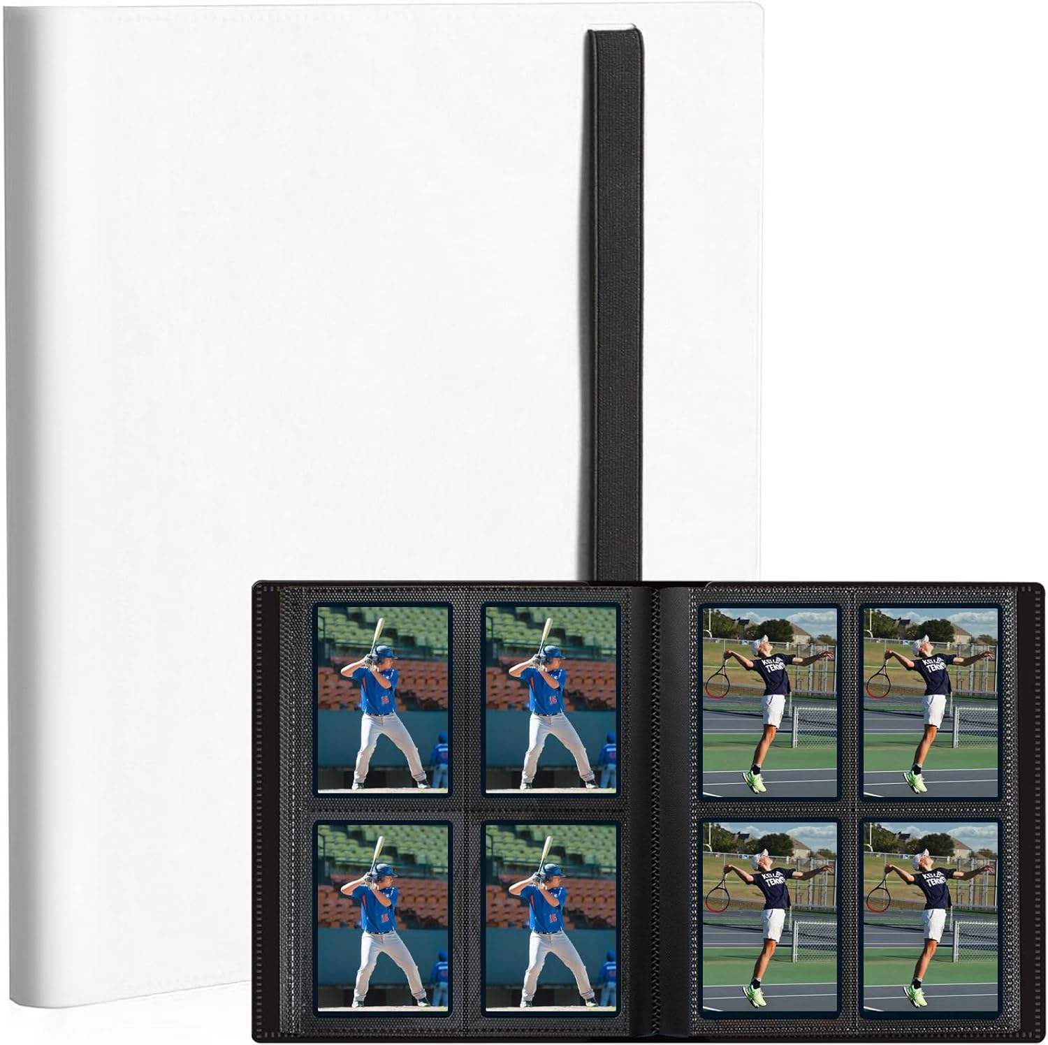 Card Binder, Small Card Album with PP Waterproof Pages, 4 Pockets Trading Card Binder, Holds 160 Standard Cards, for TCG, MTG Collections Sports Cards Binder (Black)