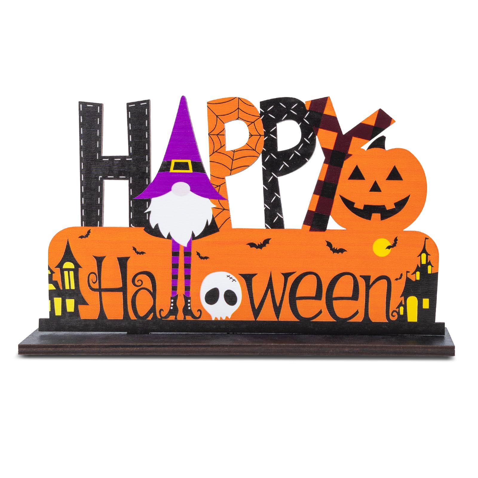 Halloween Wooden Table Signs, Pumpkin Halloween Centerpieces Tabletop Signs Halloween Table Decorations Party Window Mantel Tabletop F4-HJBT