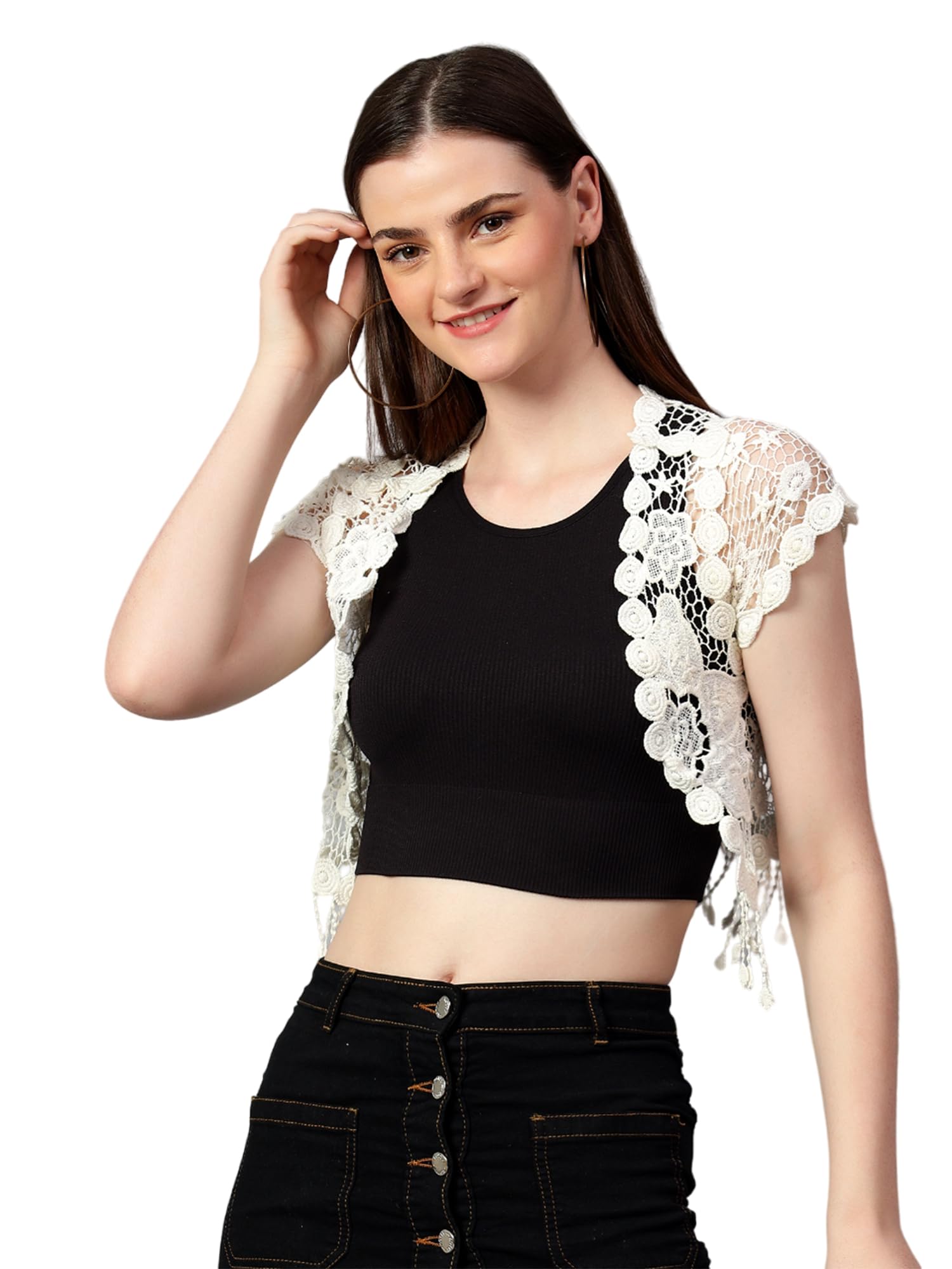 KOTTYWomen's Crochet Jacket – Handmade||Boho Style||Lightweight & Versatile