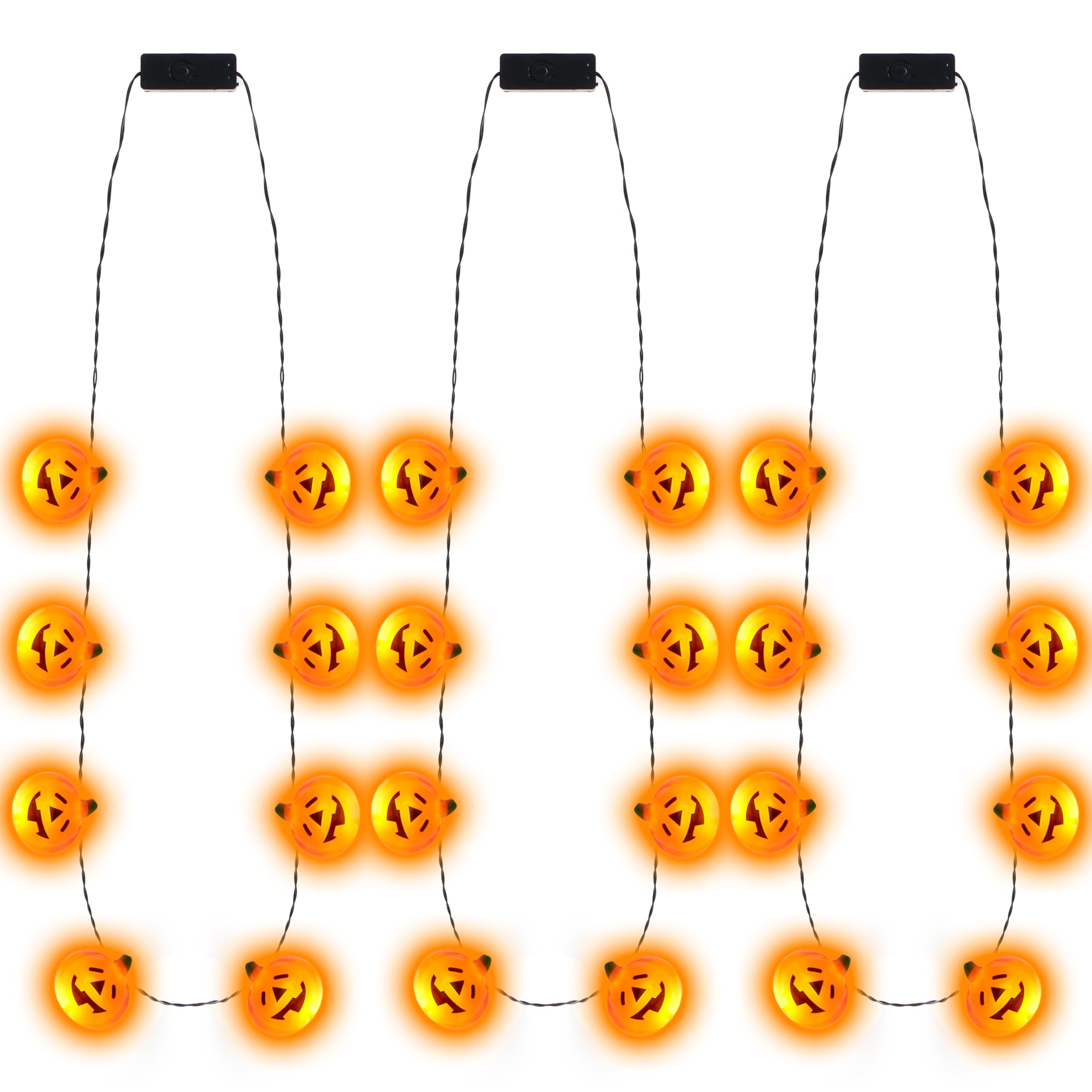 JOYIN 3 pack pumpkin shaped jack o lantern LED glowing necklaces for Halloween party favors